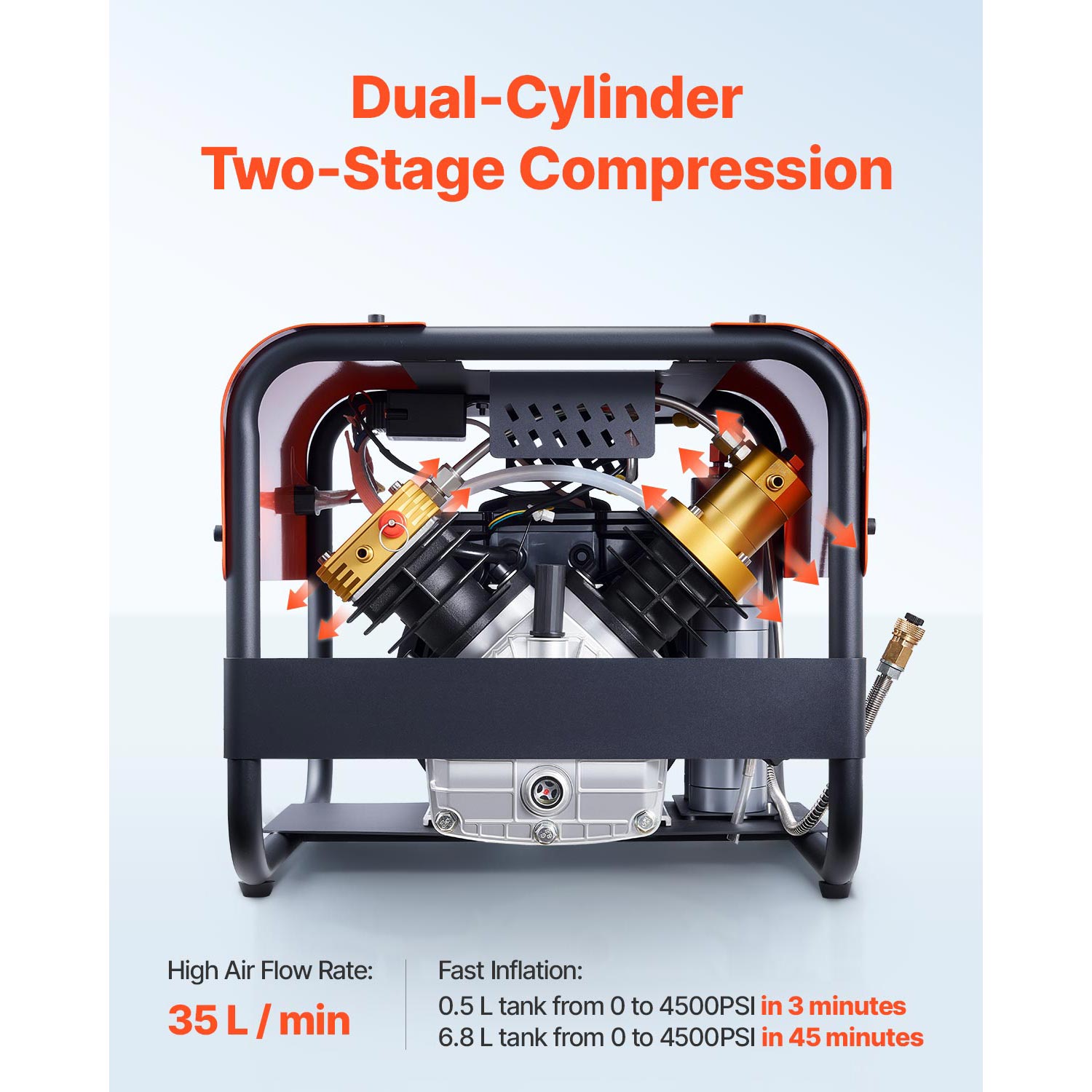 VEVOR PCP Air Compressor 4500PSI/30Mpa Diving Scuba Tank Air Compressor ...