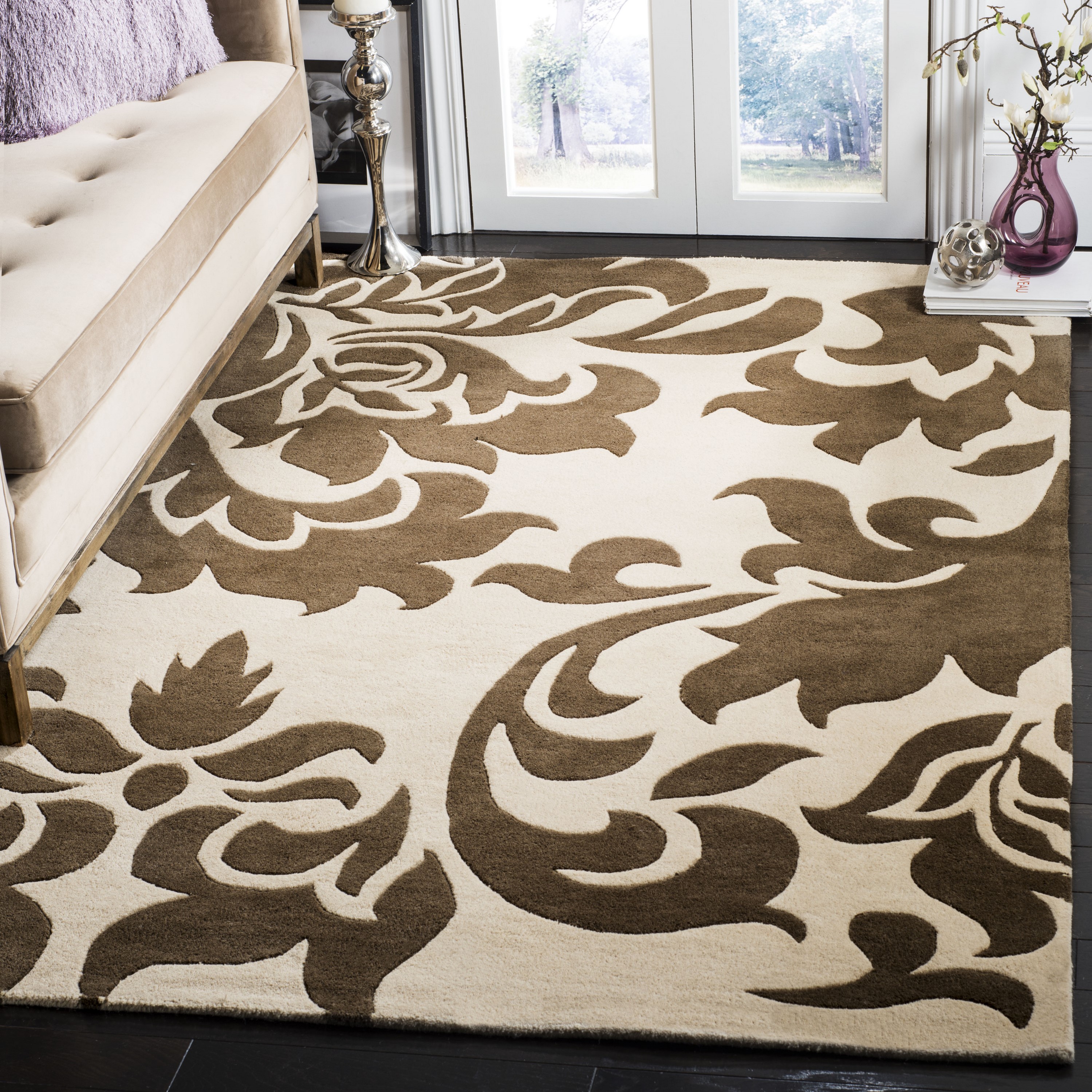 Martha Stewart MSR4546C-5 Barcelona 5 x 8 (ft) Tufted Wool Molasses Rectangular Indoor Floral/Botanical Farmhouse/Cottage Area rug