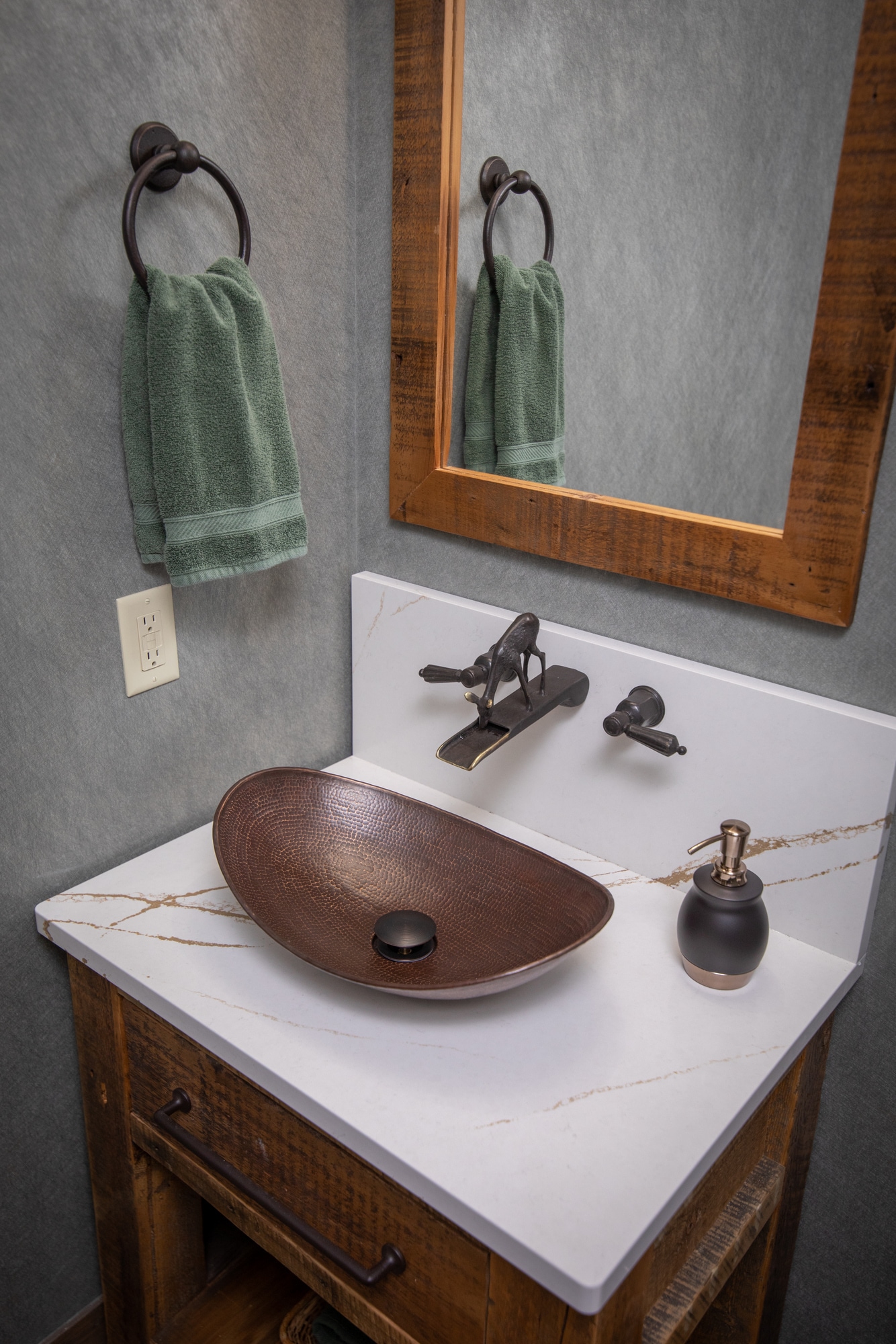 Antique Dark Copper Canoe Shaped Vessel Sink
