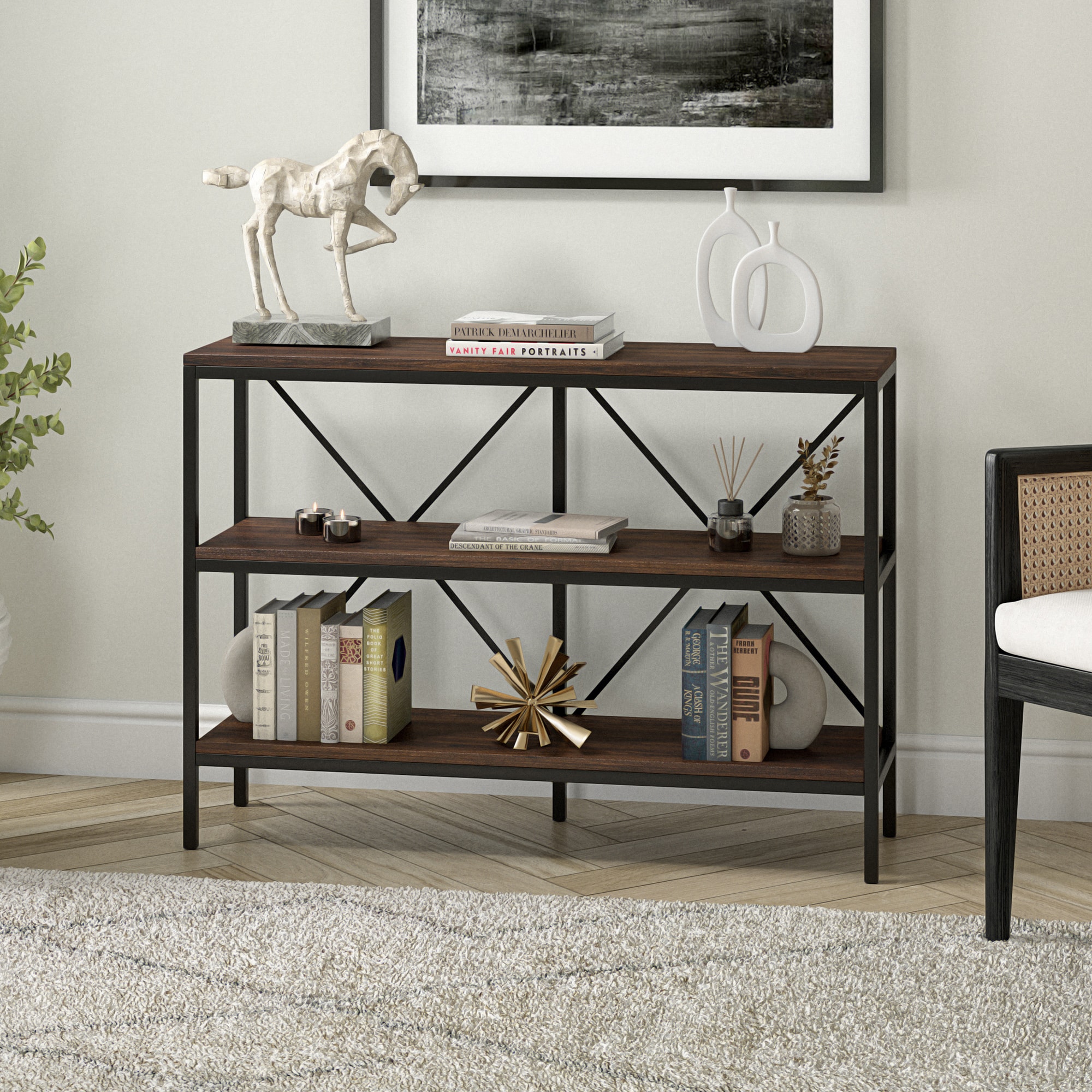 Hailey Home Kira Farmhouse Alder Brown Console Table AT1882 at Lowes.com