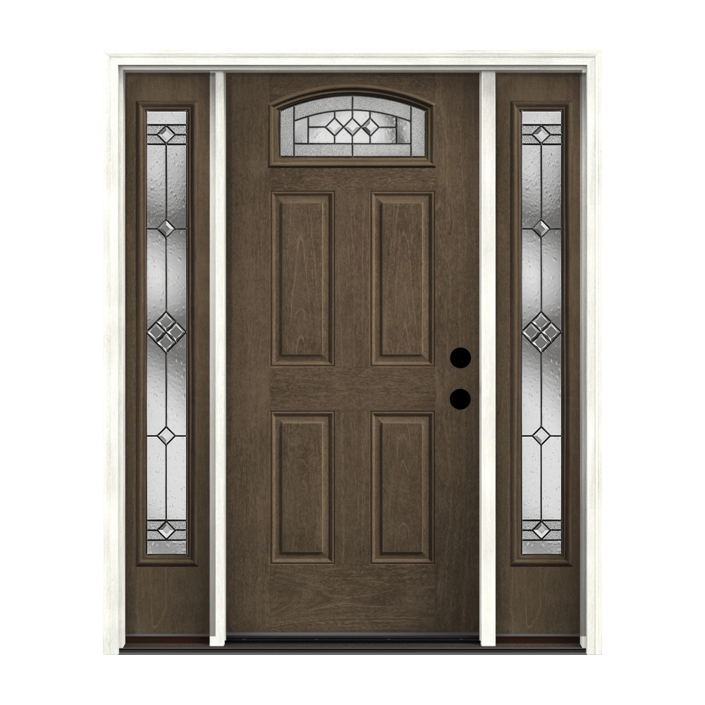 Therma-Tru Benchmark Doors Parson 68-in x 80-in Fiberglass 1/4 Lite Left-Hand Inswing Gray Ash Stained Prehung Single Front Door with Sidelights with -  TTB644054SOS