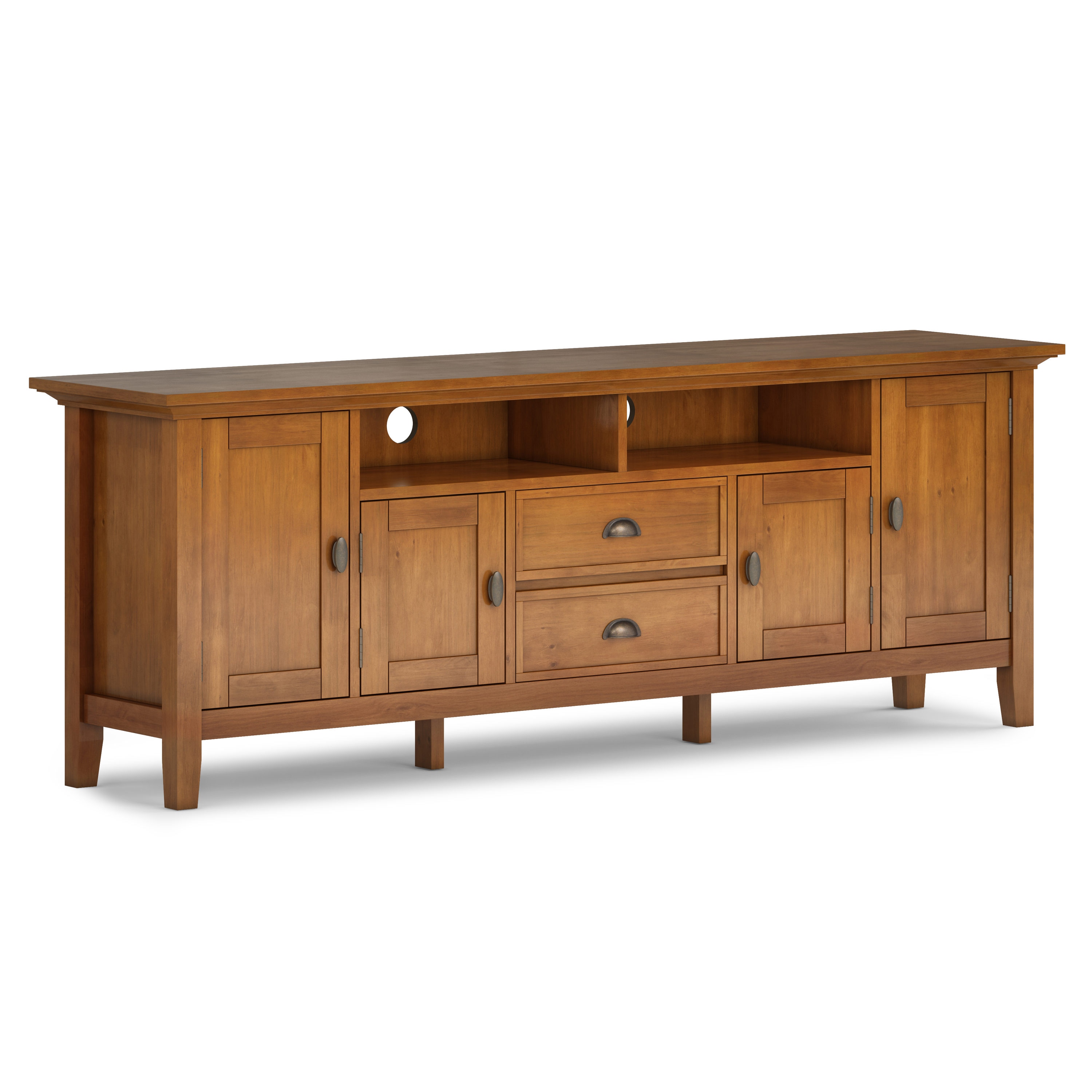 Simpli Home AXCRED72-LGB Redmond Transitional Light Golden Brown TV stand ( Accommodates TVs up to 80-in )