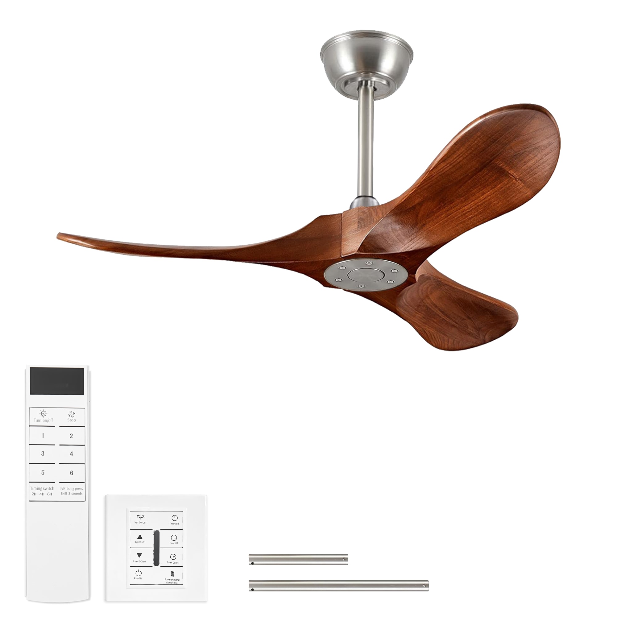 Tinyhomie 36 Inch Small Wood Ceiling Fan without Light With Wall Switch ...