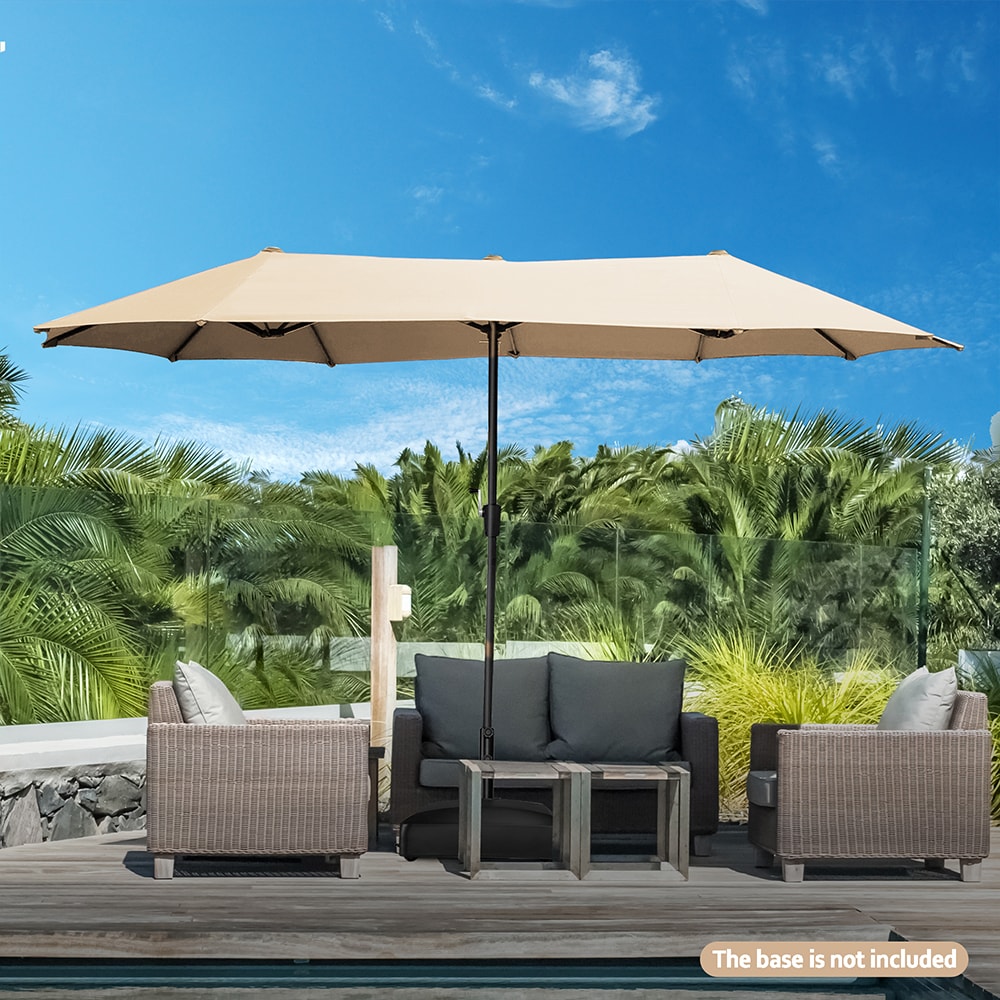 Sunrinx MG38-PU-40 13-ft Steel Beige No-tilt Market Patio Umbrella
