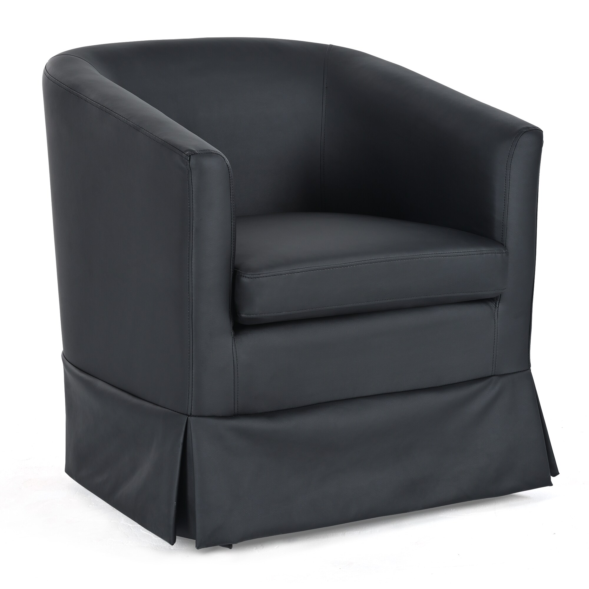 Mondawe Modern Black Faux Leather Swivel Accent Chair at Lowes.com