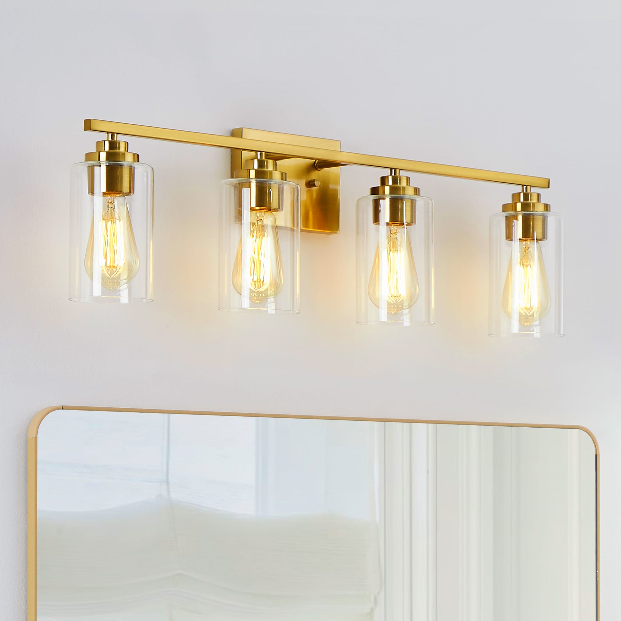 KAWOTI 21271 Nolan 30-in 4 -Light Gloss Gold Modern/contemporary Vanity light