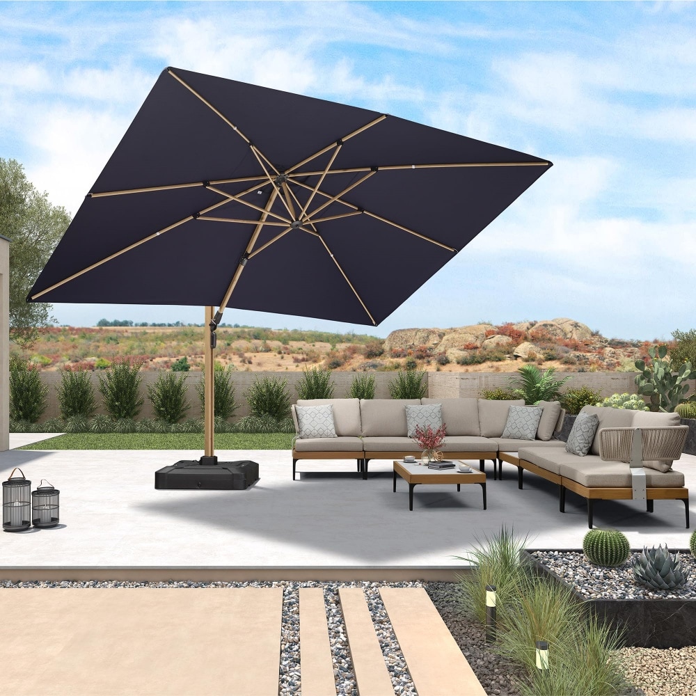 PURPLE LEAF LS06MEB1013-NB 13-ft Aluminum Navy No-tilt Cantilever Patio Umbrella