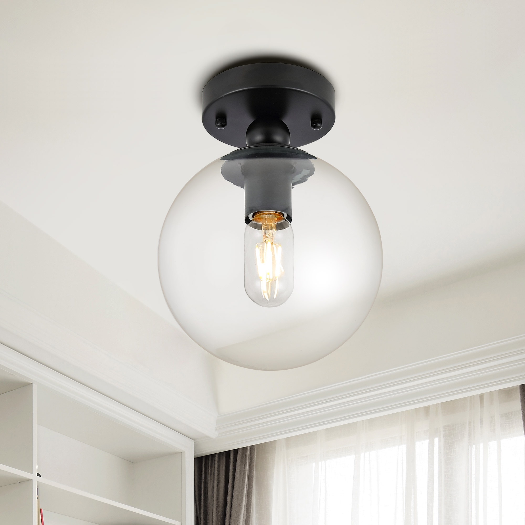 GETLEDEL 7.9-in Black Metal Ceiling Light Mount in the Ceiling Light ...