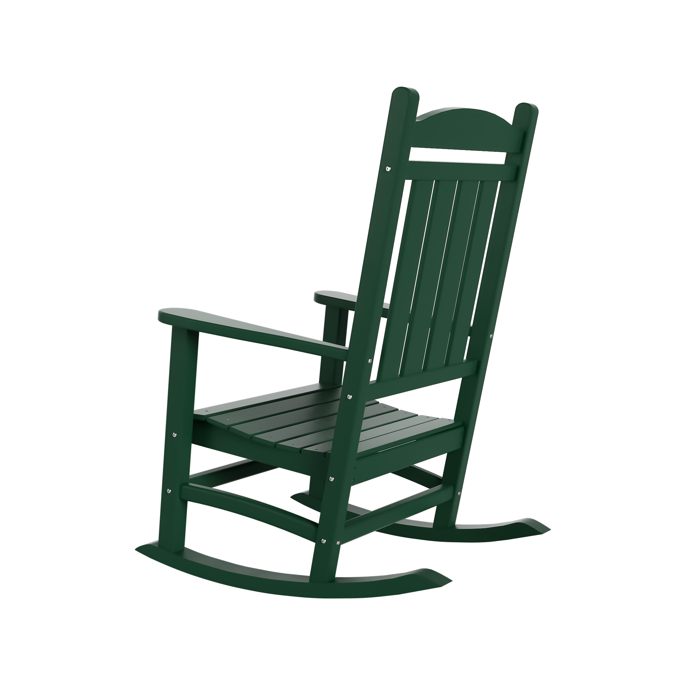 Laguna Traditional Dark Green Poly HDPE Rocking Chair with Arms