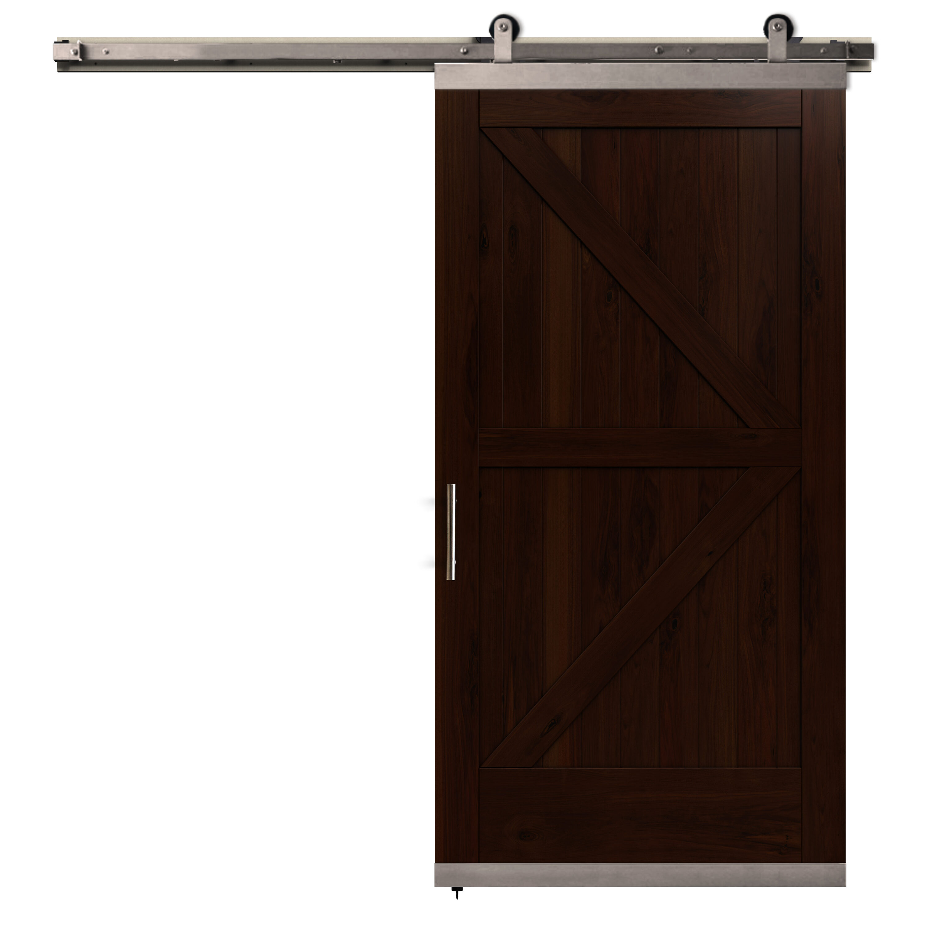 JELD-WEN LOWOLJW248700152 42-in x 96-in Brown Sugar K-frame Walnut Wood Solid core Single Barn Door (Hardware Included)