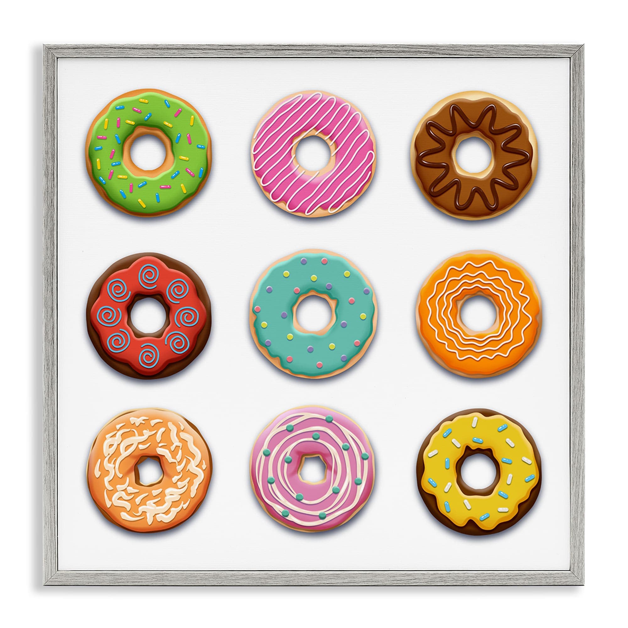Stupell Industries BS-488-GFF-12X12 Delicious Various Donuts Gray Framed Giclee Art By Marcus Prime 12 x 12