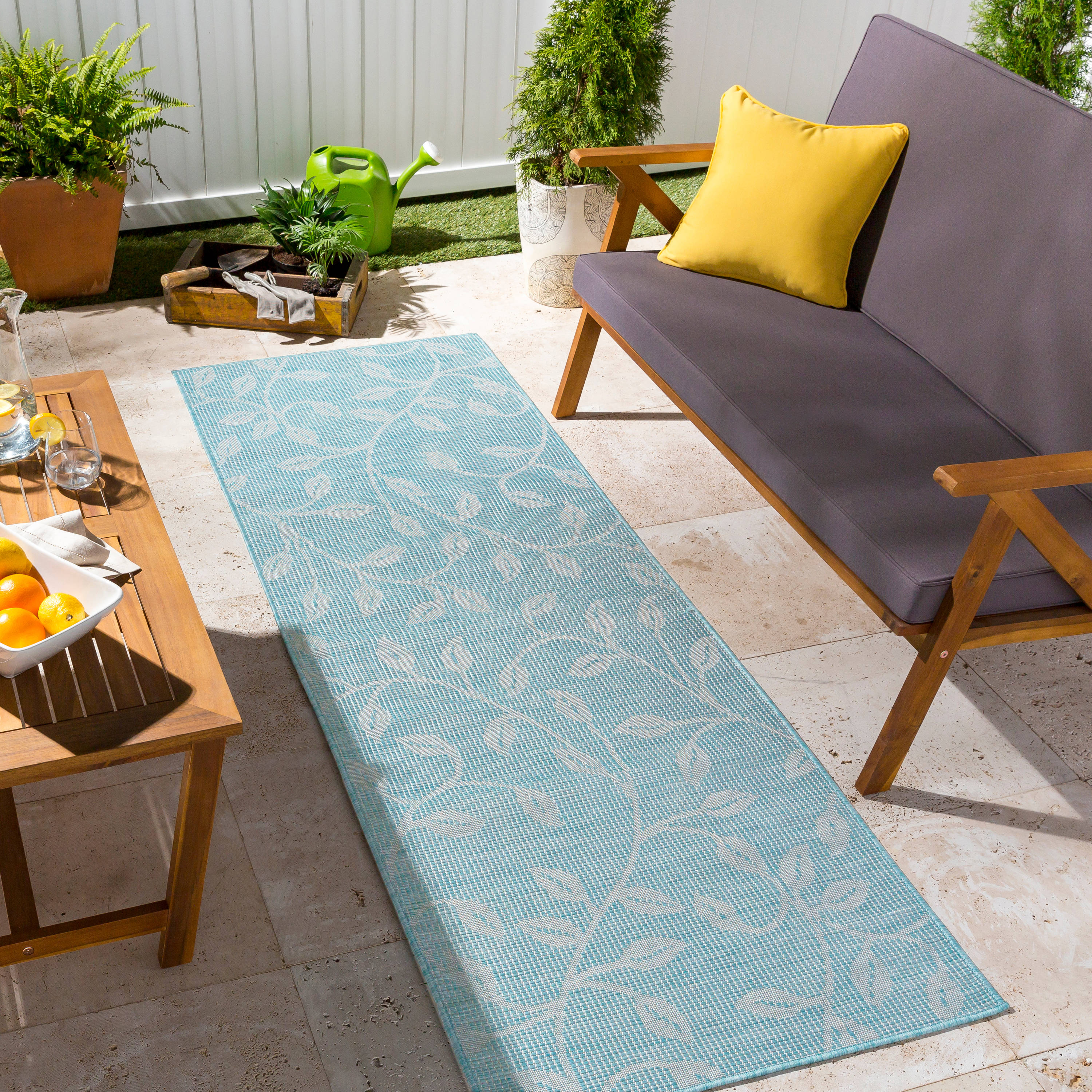 Artistic Weavers PSA2321-2773 Pasadena 3 X 8 (ft) Teal Indoor/Outdoor Abstract Oriental Runner Rug