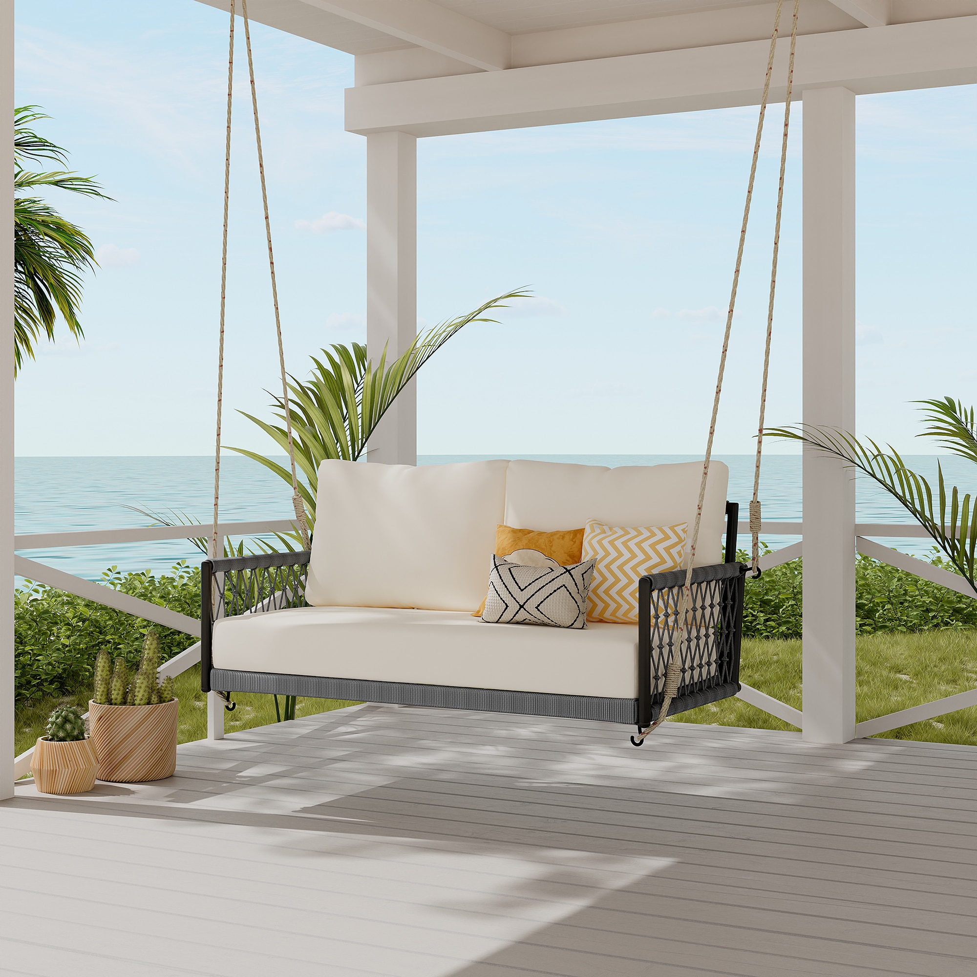 Nestfair HPTM727B 2 -person Black Steel Outdoor Swing
