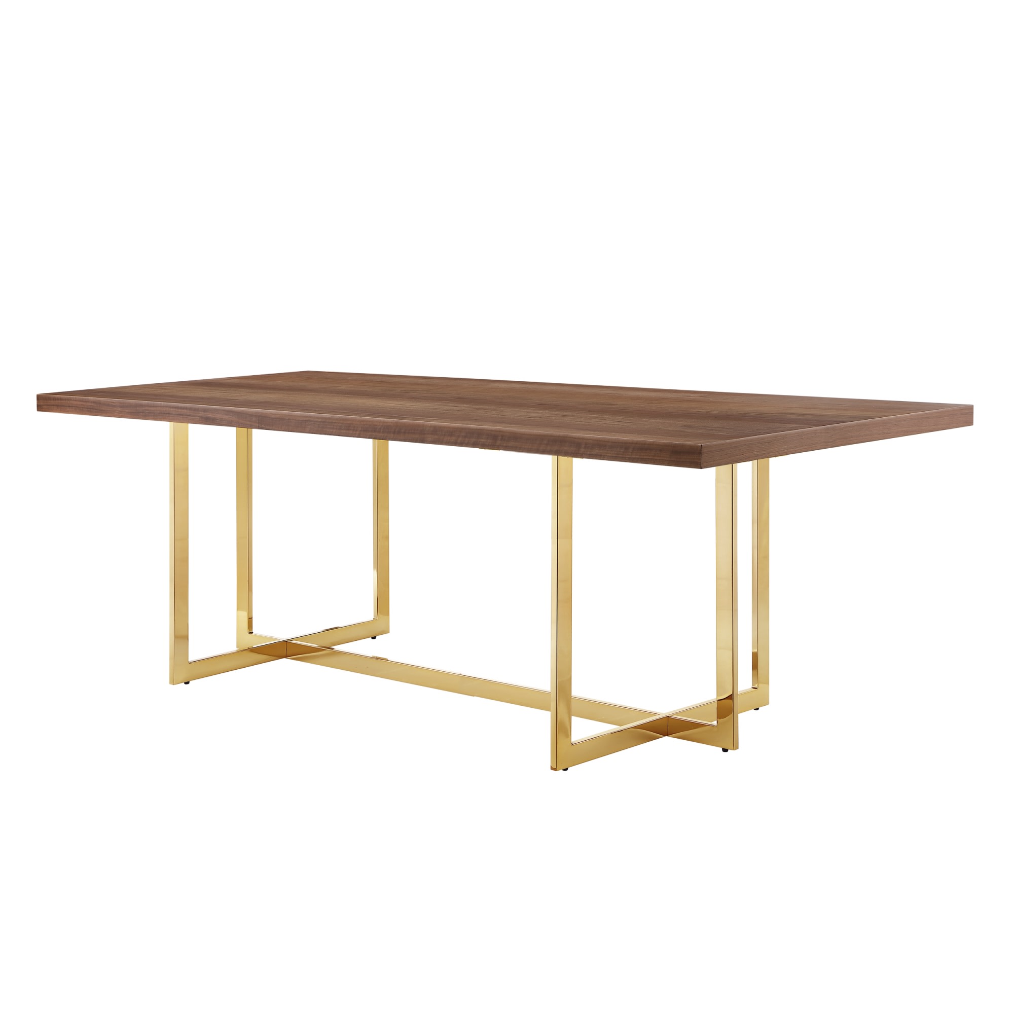 Meridian 69'' Walnut Solid Wood Dining Table Finish: Natural Walnut / Gold Tube