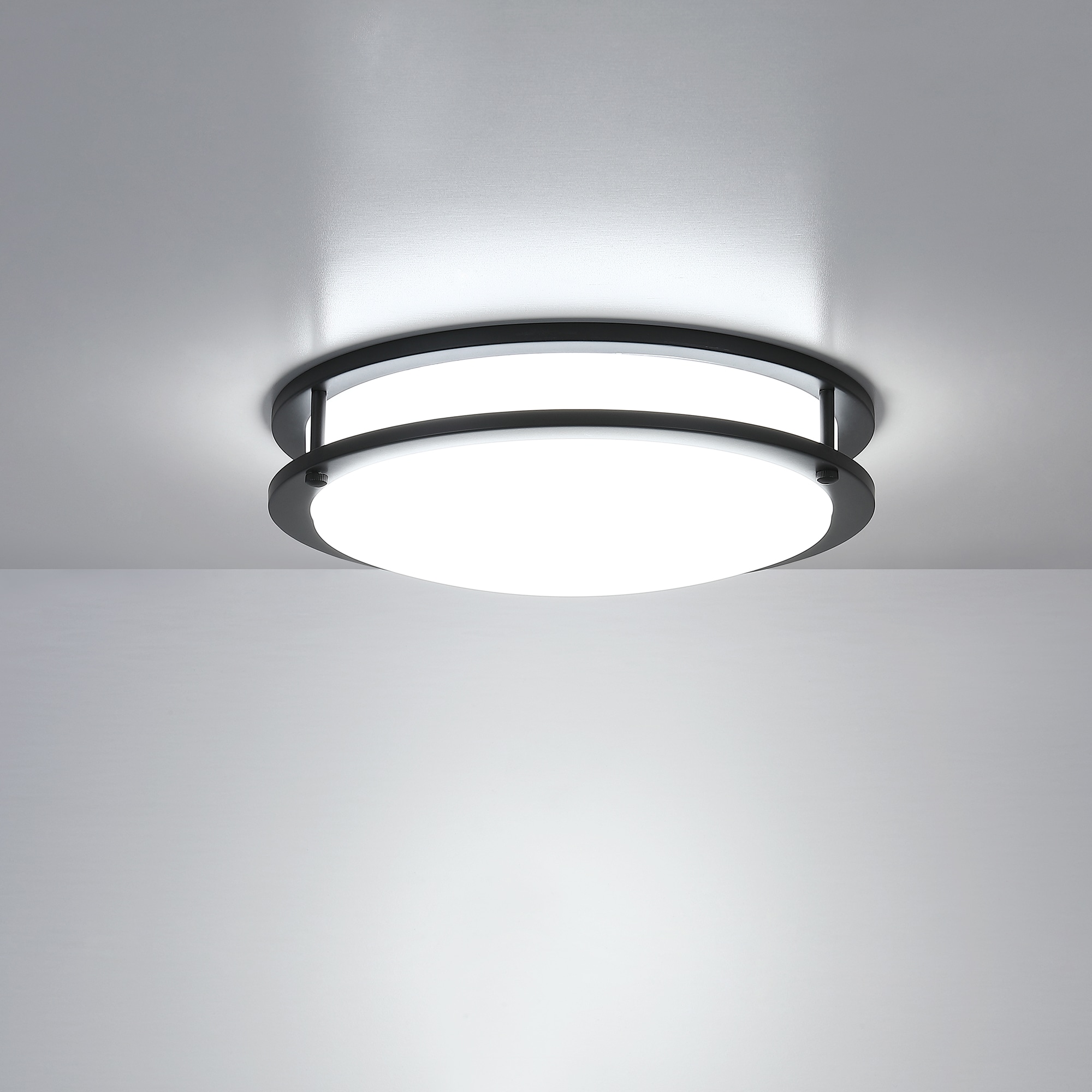 Hukoro 1-Light Matte Black LED Flush Mount Light (2-Pack) In The Flush ...