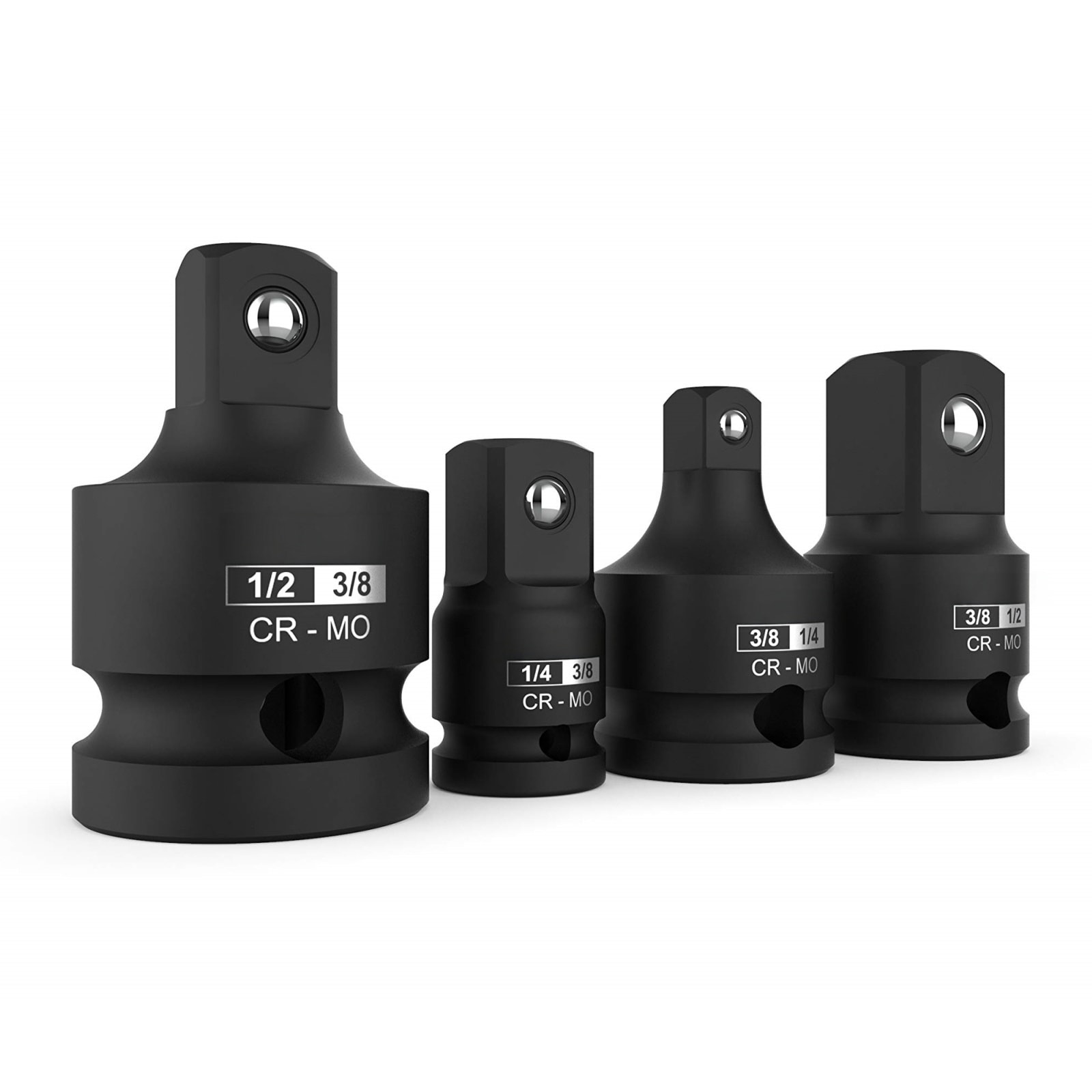 1/4 in. 3/8 in. and 1/2 in. Chrome Molybdenum Steel Impact Socket Adapter and Reducer Set with Conversion Design for Impact Drivers and Socket Tools (4-Pack)