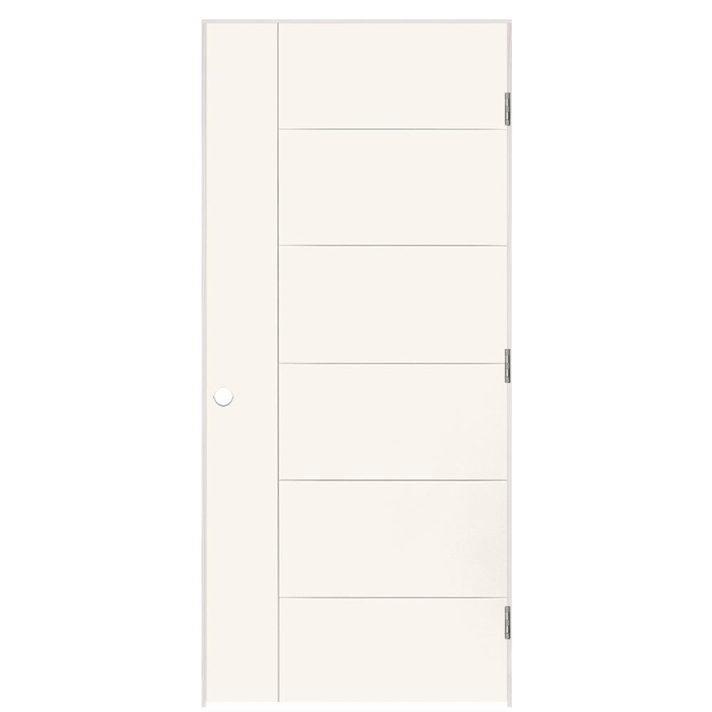 Masonite 1447006 36-in x 80-in White Hollow core Flush Left hand Smooth Prefinished Molded composite Flat Jamb Single Prehung Interior Door
