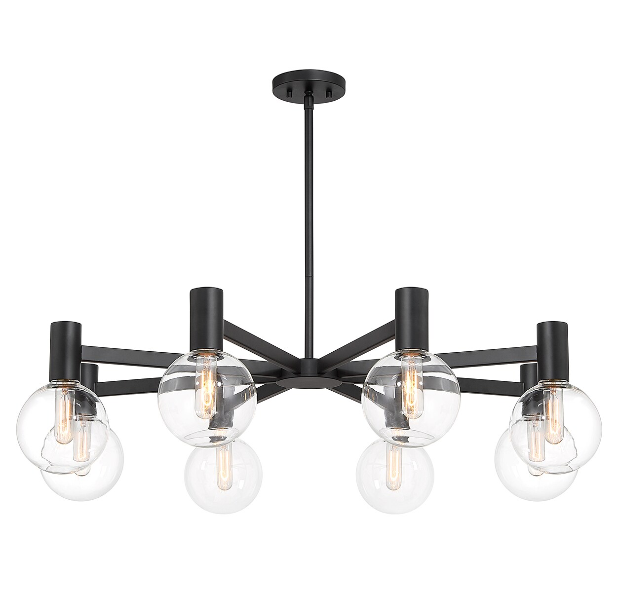 Wright Matte Black 8-Light Chandelier with Clear Glass Shades
