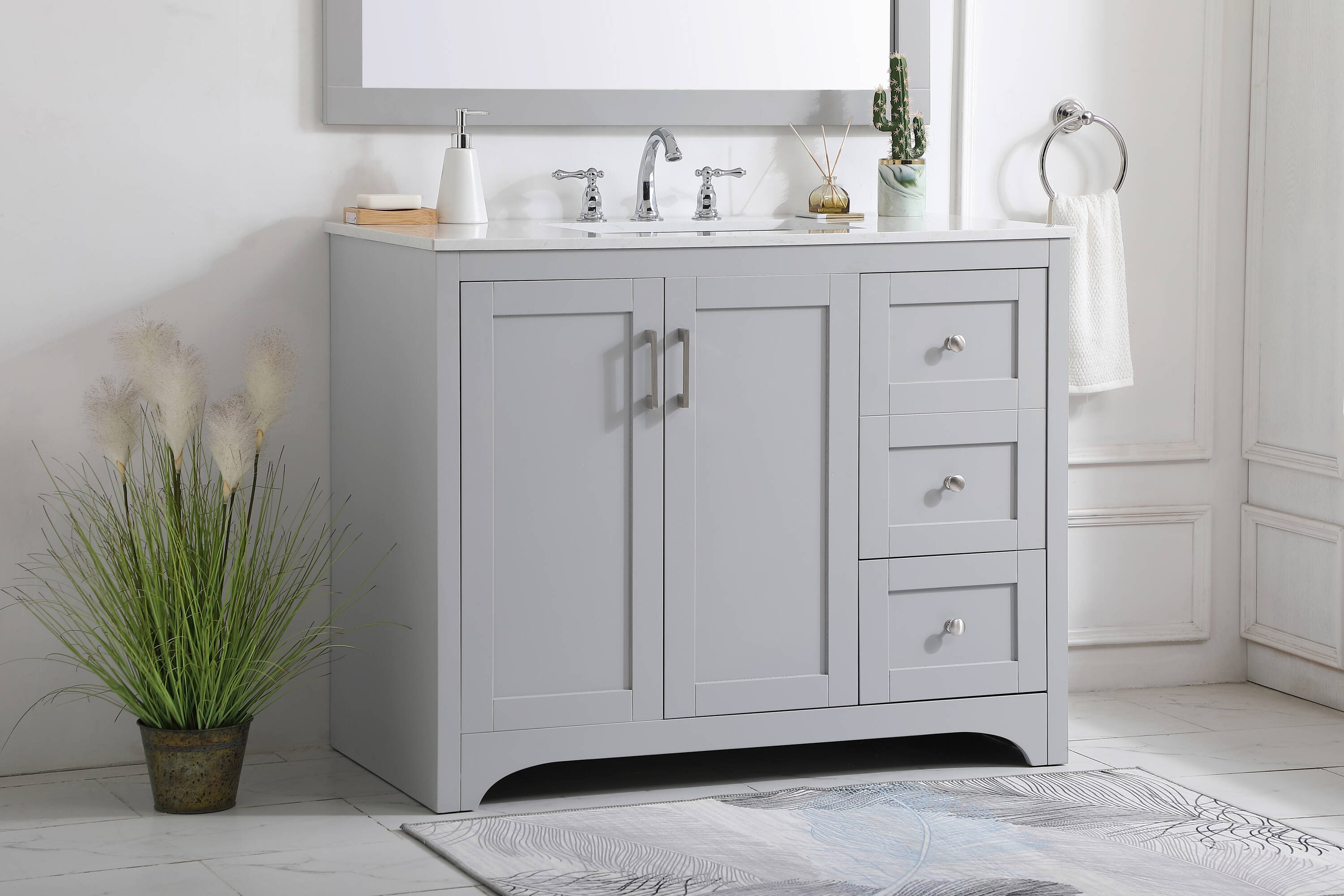 Elegant Decor First Impressions 42-in Gray Undermount Single Sink ...