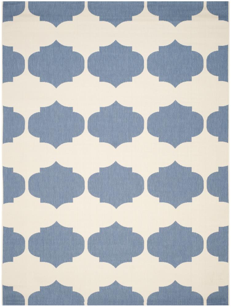 Safavieh CY6162-233-8 Courtyard Hani 8 x 11 (ft) Loomed Polypropylene Beige/Blue Rectangular Indoor/Outdoor Geometric Coastal Area rug