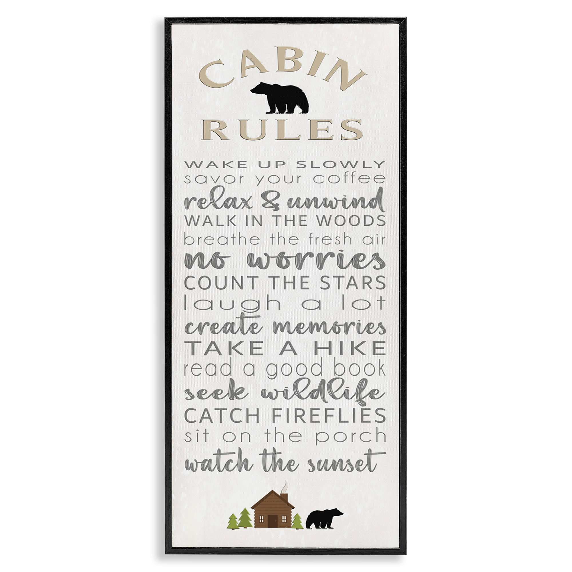 Stupell Industries BT-585-FR-13X30 Fun Adventure Cabin Rules Framed Giclee design by Seven Trees Design