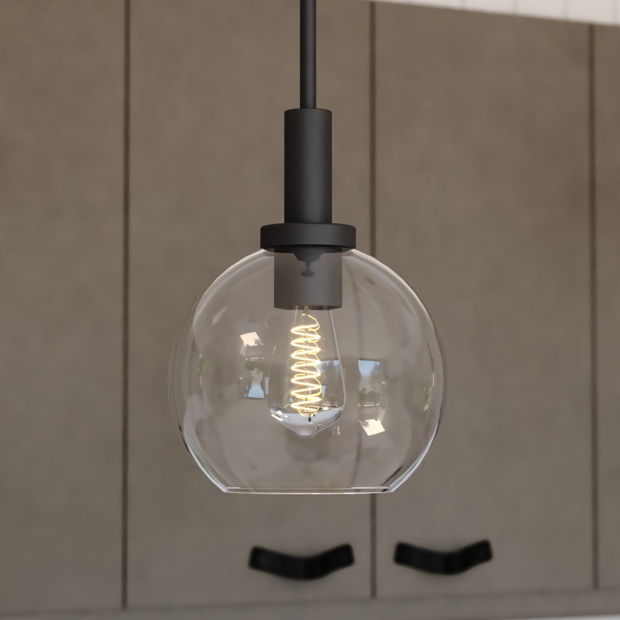 Marshall Matte Black Mini Pendant with Clear Glass Globe