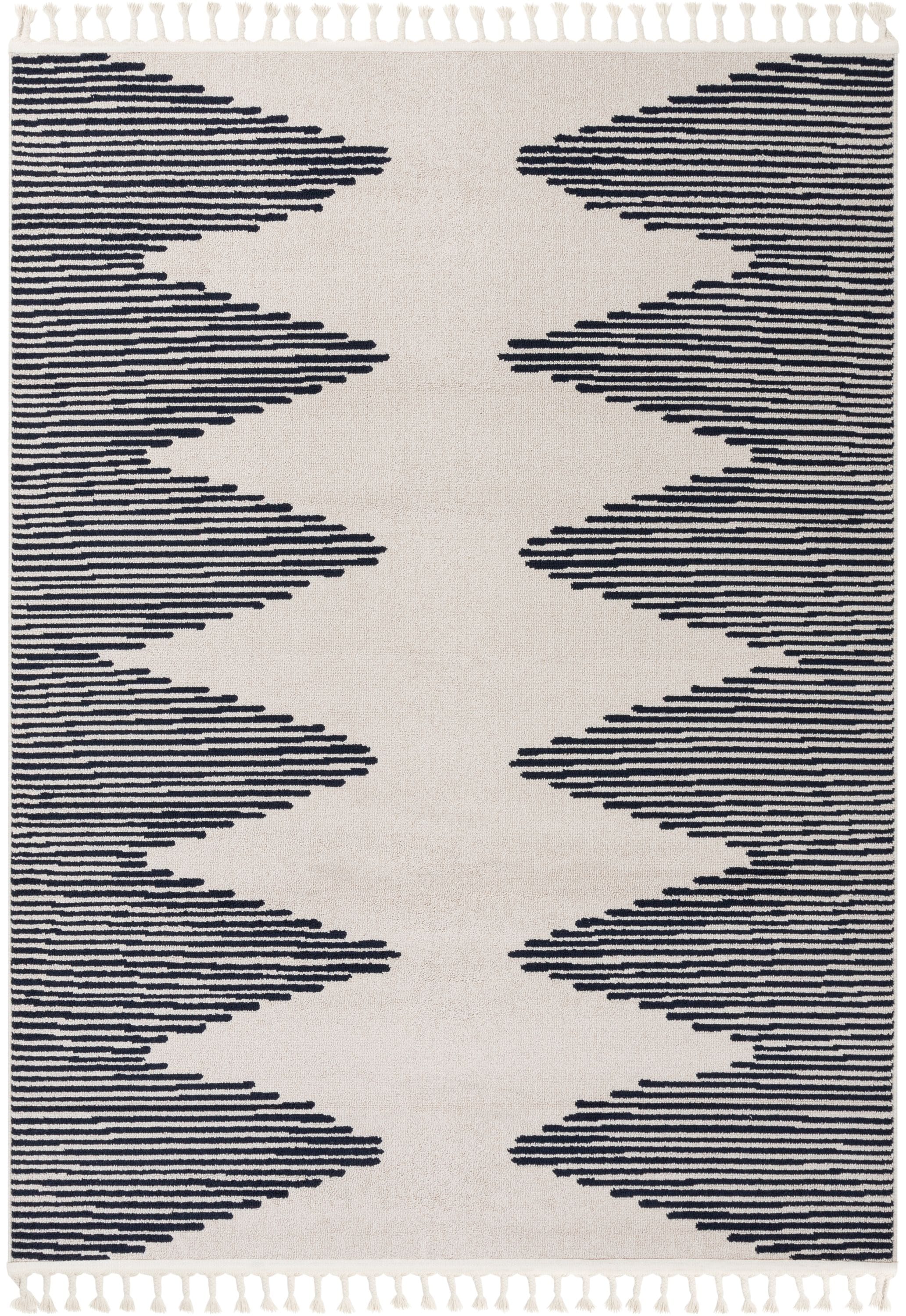 Ivory Geometric Flatweave Synthetic 5' x 7' Area Rug