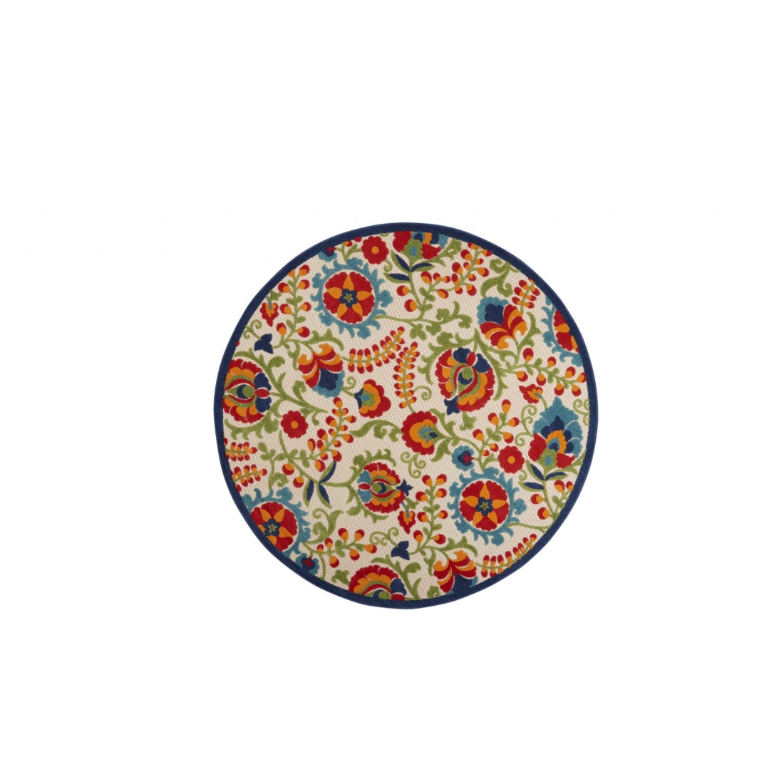 HomeRoots 4000384804 8 x 8 (ft) Polypropylene Multicolor Round Indoor/Outdoor Floral Area rug