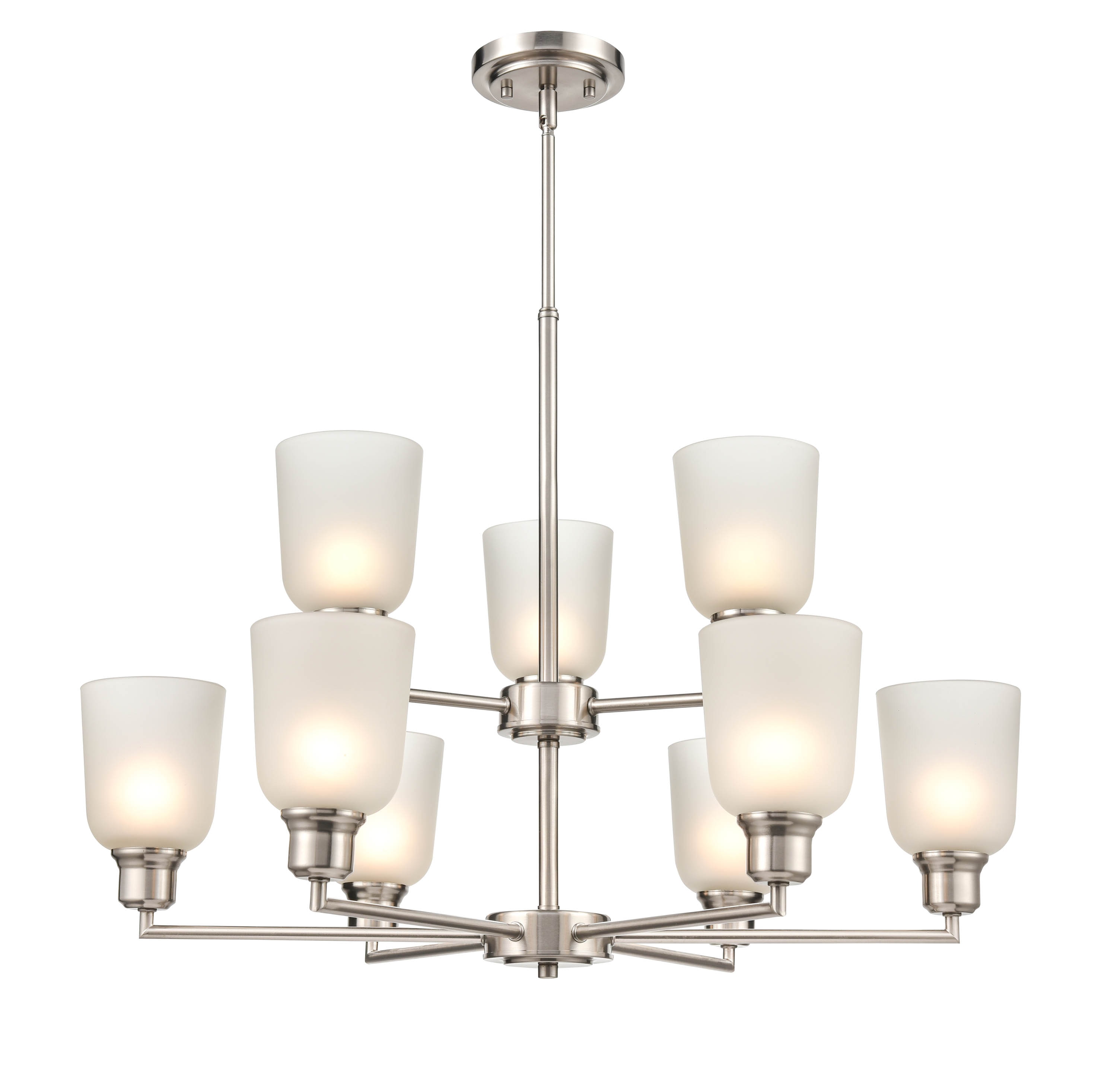 Millennium Lighting 2819-BN Amberle 9 -Light Brushed Nickel Transitional For Use in Bedrooms, Dining Rooms, Foyers, Kitchens, Living Rooms Chandelier