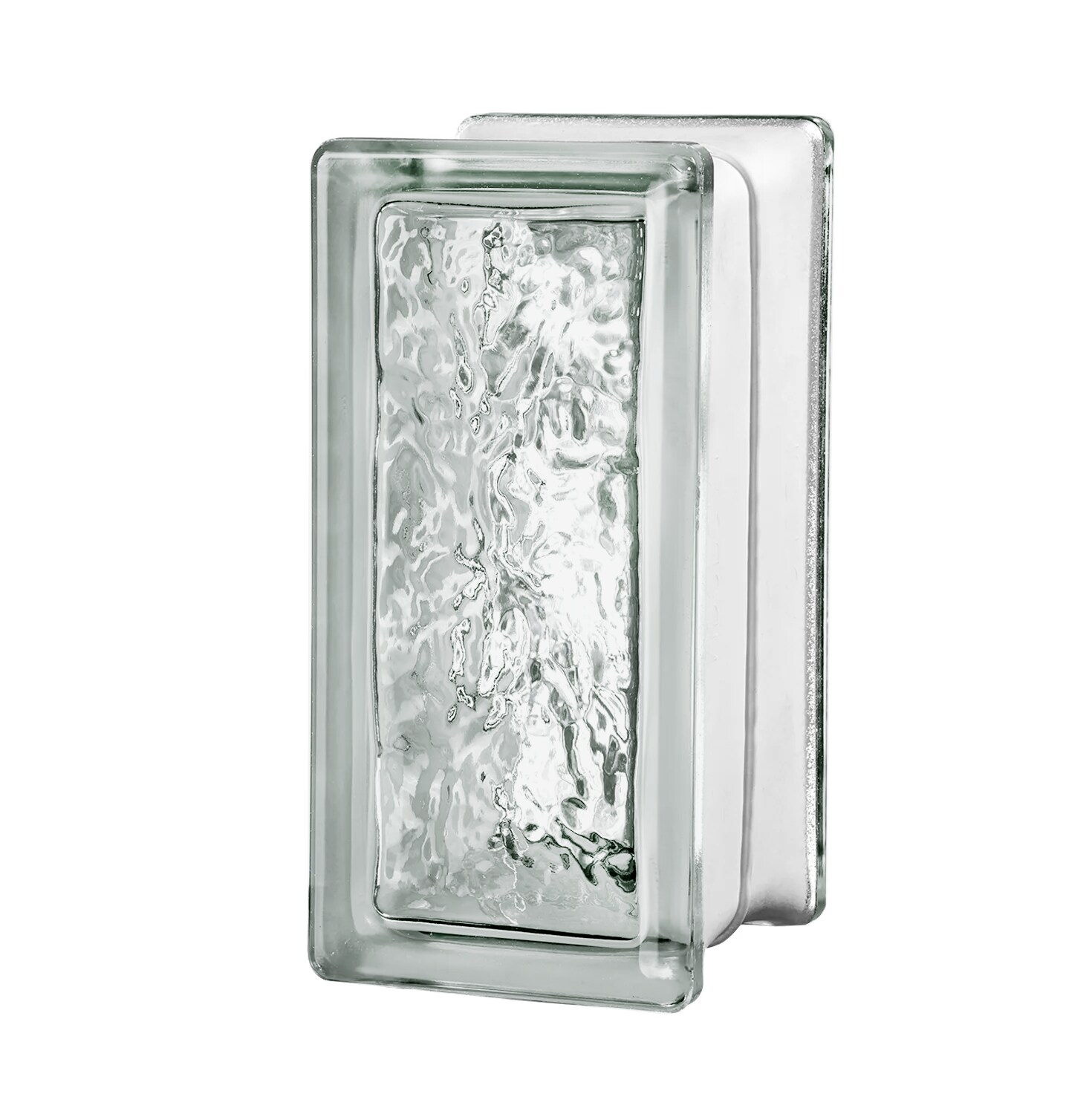 SEVES LRWCO4X8 Cortina Clear Ice Glass Block (8-in H x 4-in W x 4-in D)
