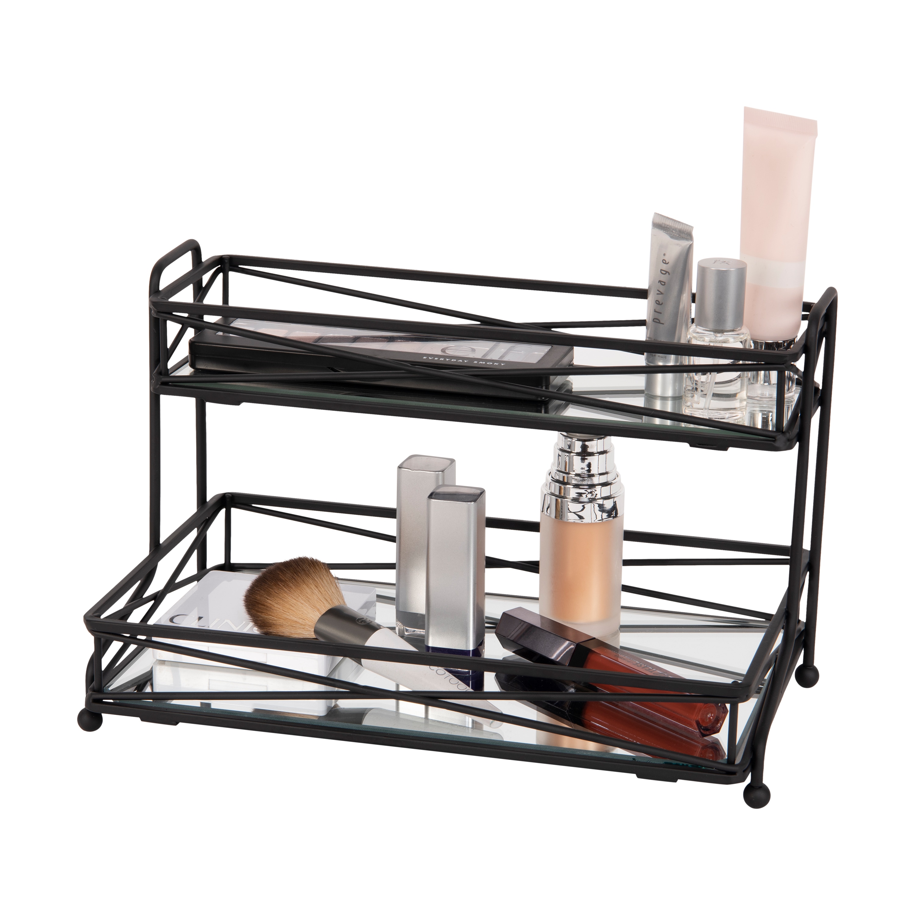 Home Details 2 Tier Vanity Tower in Rose Gold - Metal Bathroom Accessories  with Mirrored Bottom - Satin Finish - 10.25x 6.5x 6.70 inches in the  Bathroom Accessories department at