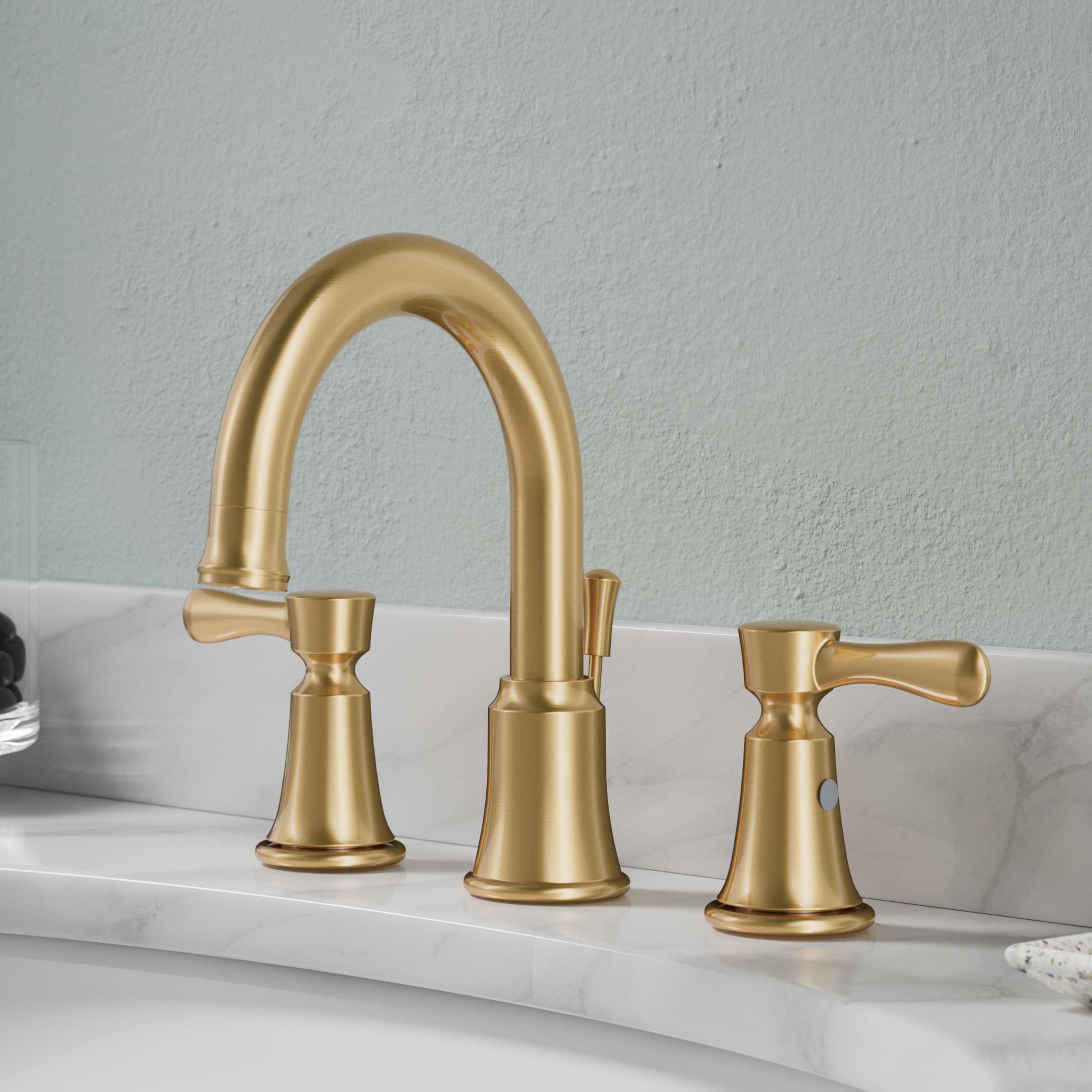 Project Source Carmen Brushed Gold Widespread 2-handle Watersense 