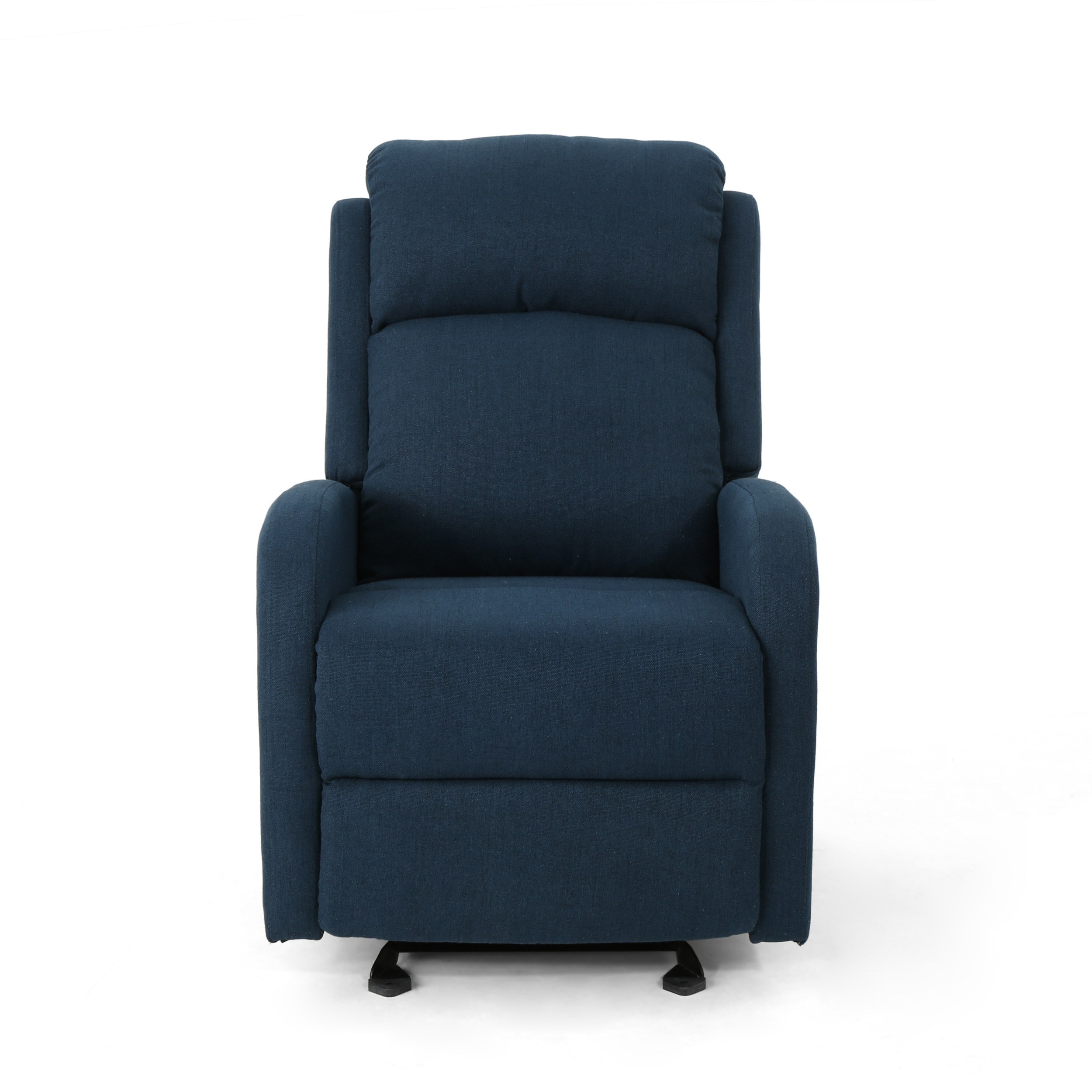 Navy Blue Polyester Rocking Recliner with Black Legs