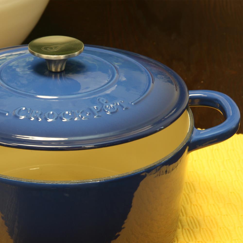 Crock-Pot Crock Pot Artisan 7 Quart Enameled Cast Iron Oval Dutch Oven in  Sapphire Blue in the Cooking Pots department at