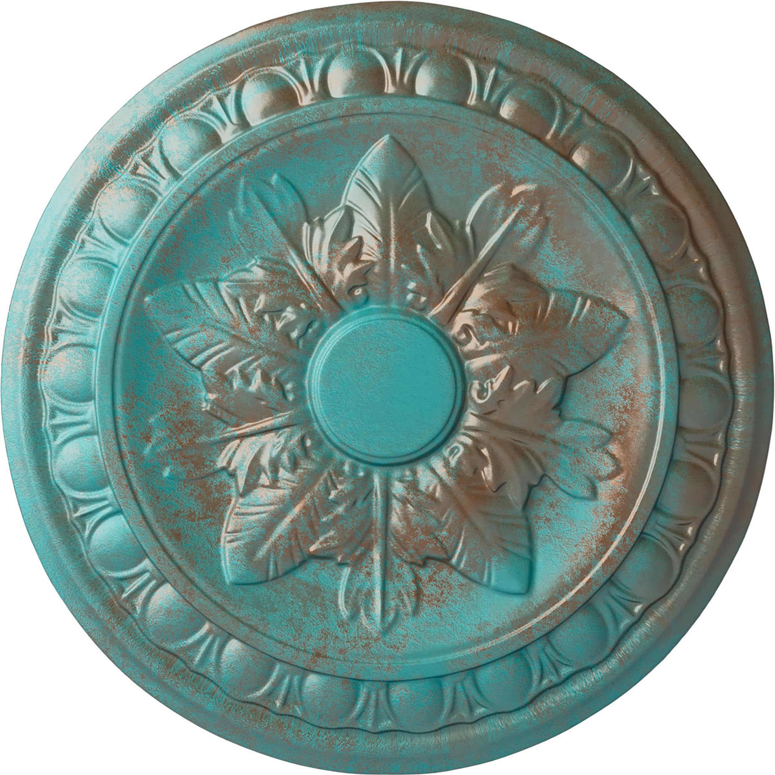 Ekena Millwork CM17EXCGS Exeter 17.75-in W x 17.75-in L Painted Copper Green Patina Polyurethane Whole Ceiling Medallion