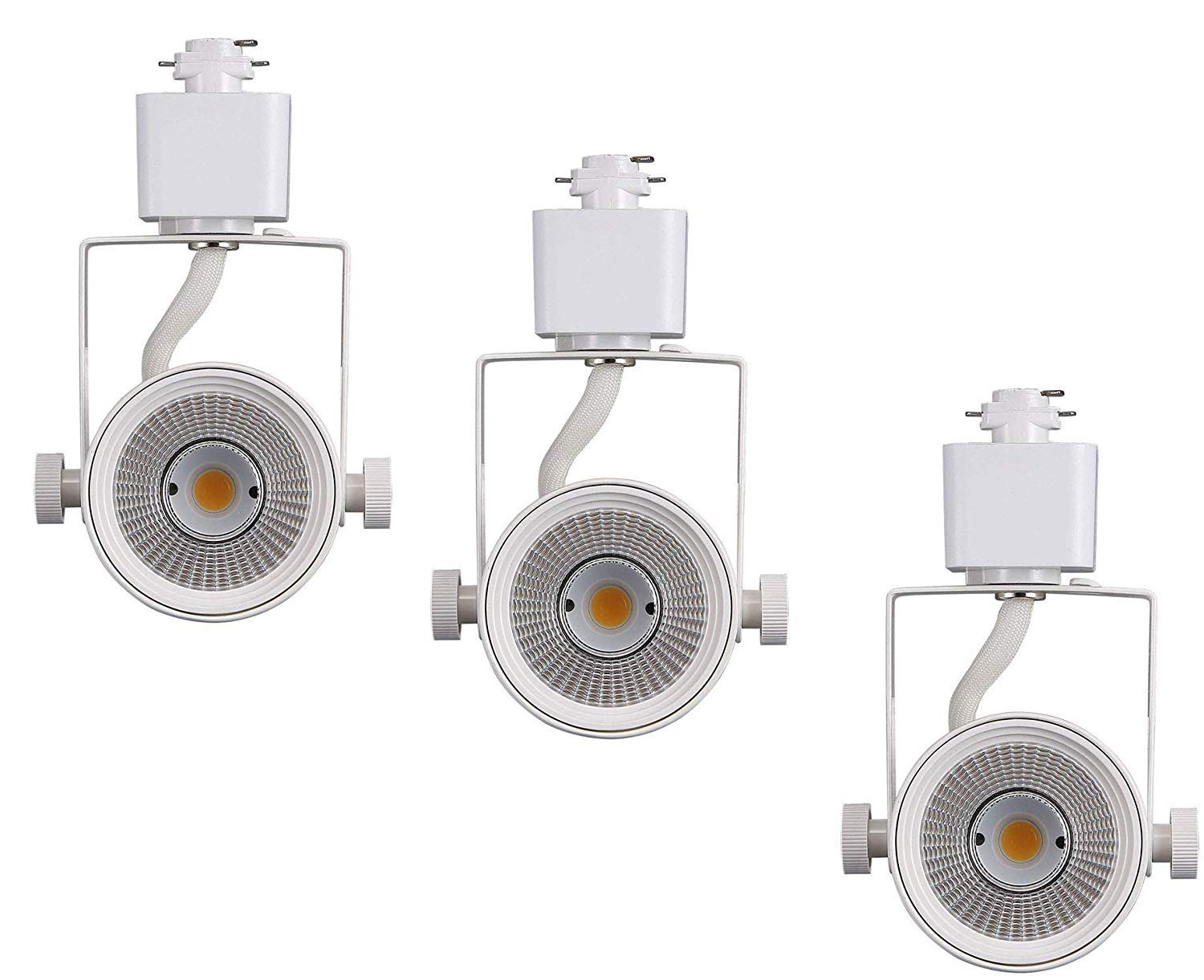 IUEST  8W Dimmable LED Track Light Head CRI90 Plus Day Light 5000K Adjustable Tilt Angle 40 Degree Halo Type White Finish 3 Pack