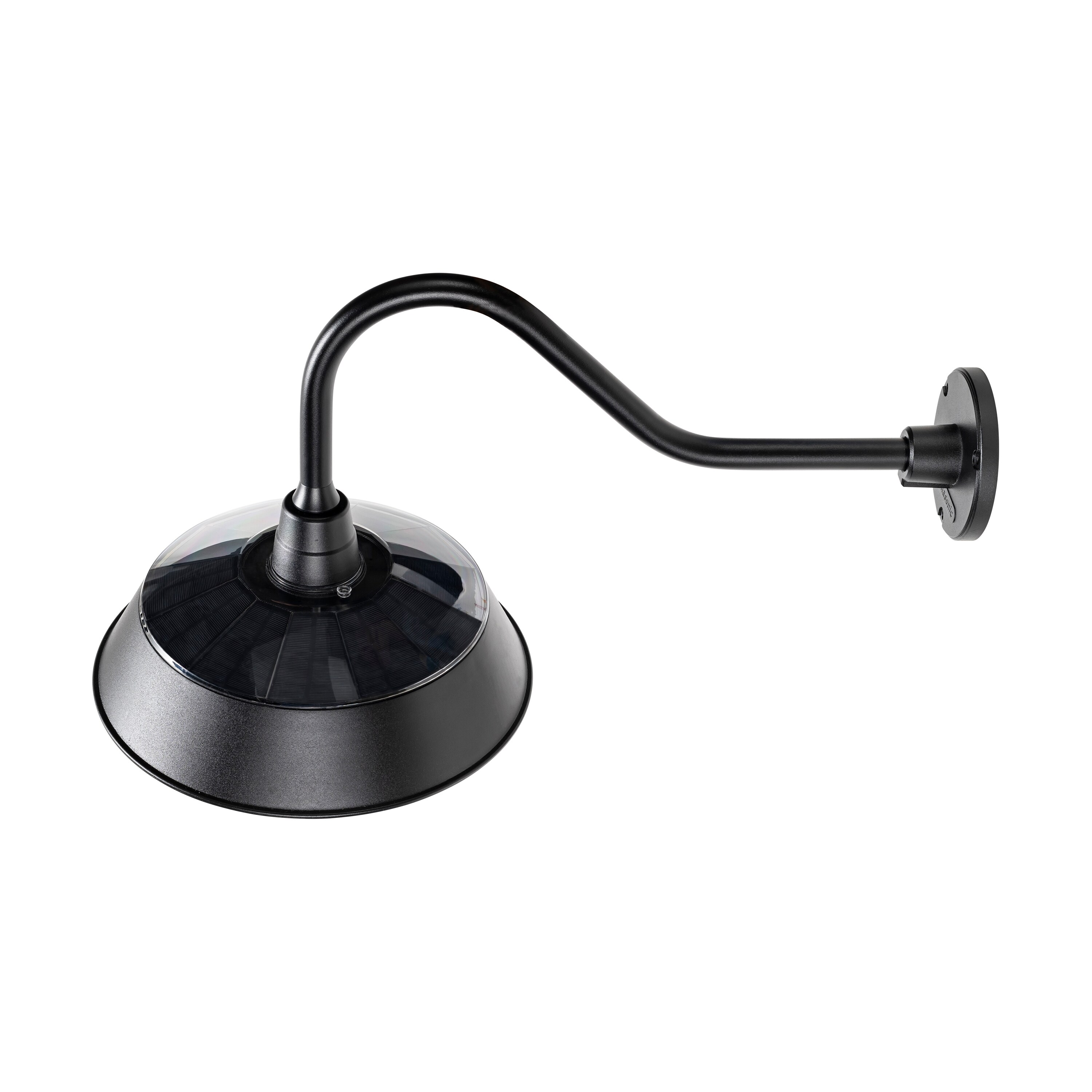 Black Aluminum Solar Barn Light with Gooseneck Design