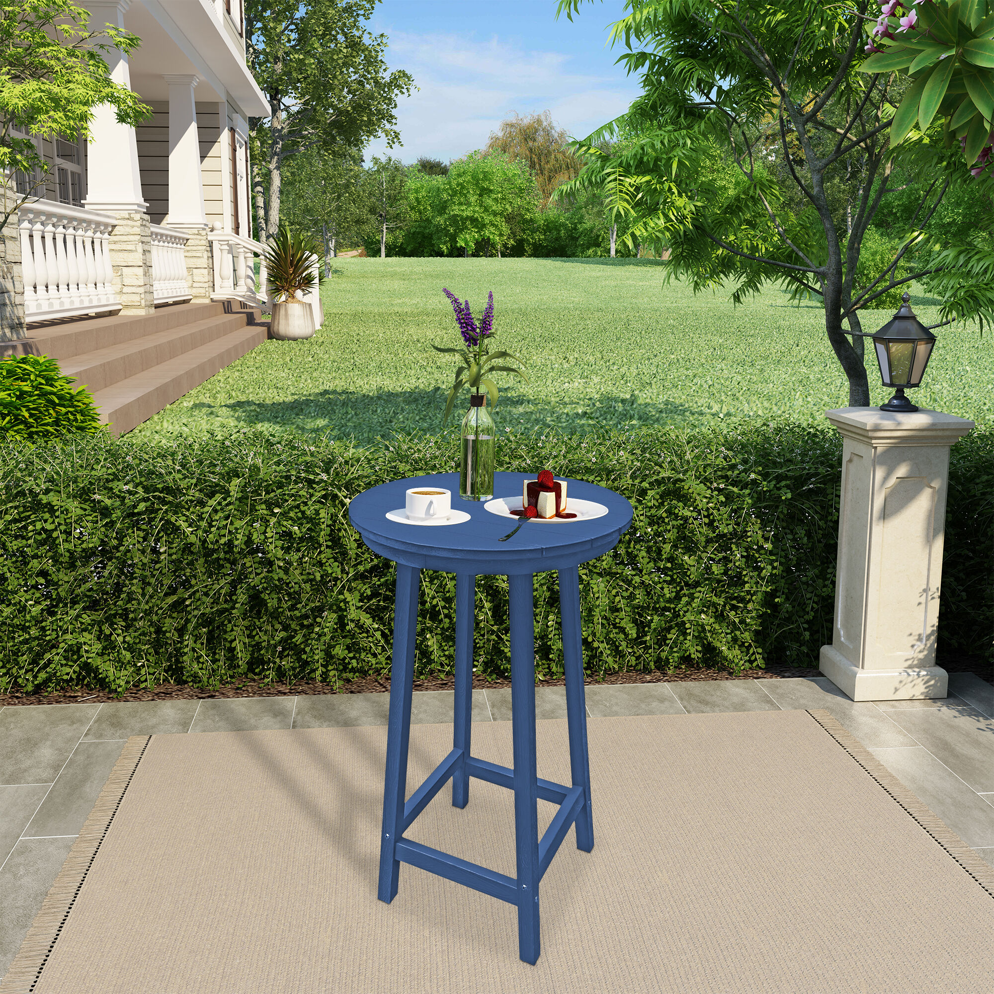 COSTWAY Outdoor Side Table, All Weather HDPE Adirondack Table Garden Coffee Table, Square/Round Small Patio End Tea Table For Balcony, Backyard, Lawn