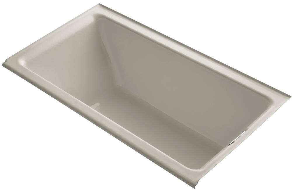 KOHLER 855-R-G9 Tea-for-Two 36-in x 66-in Sandbar Cast Iron Alcove Soaking Bathtub (Right Drain)