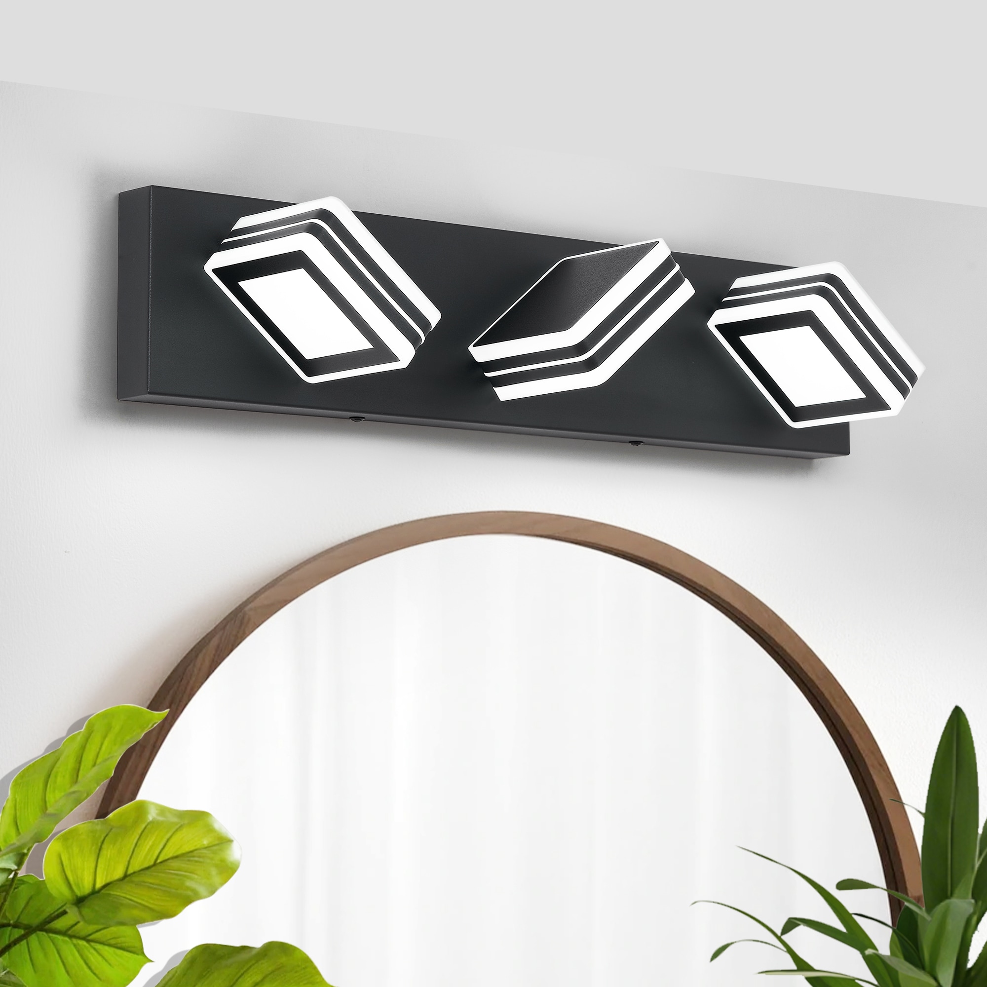 Trikiousd 19.7 in 3-Light Matte Black Modern LED Dimmable Vanity Light with Acrylic Shade