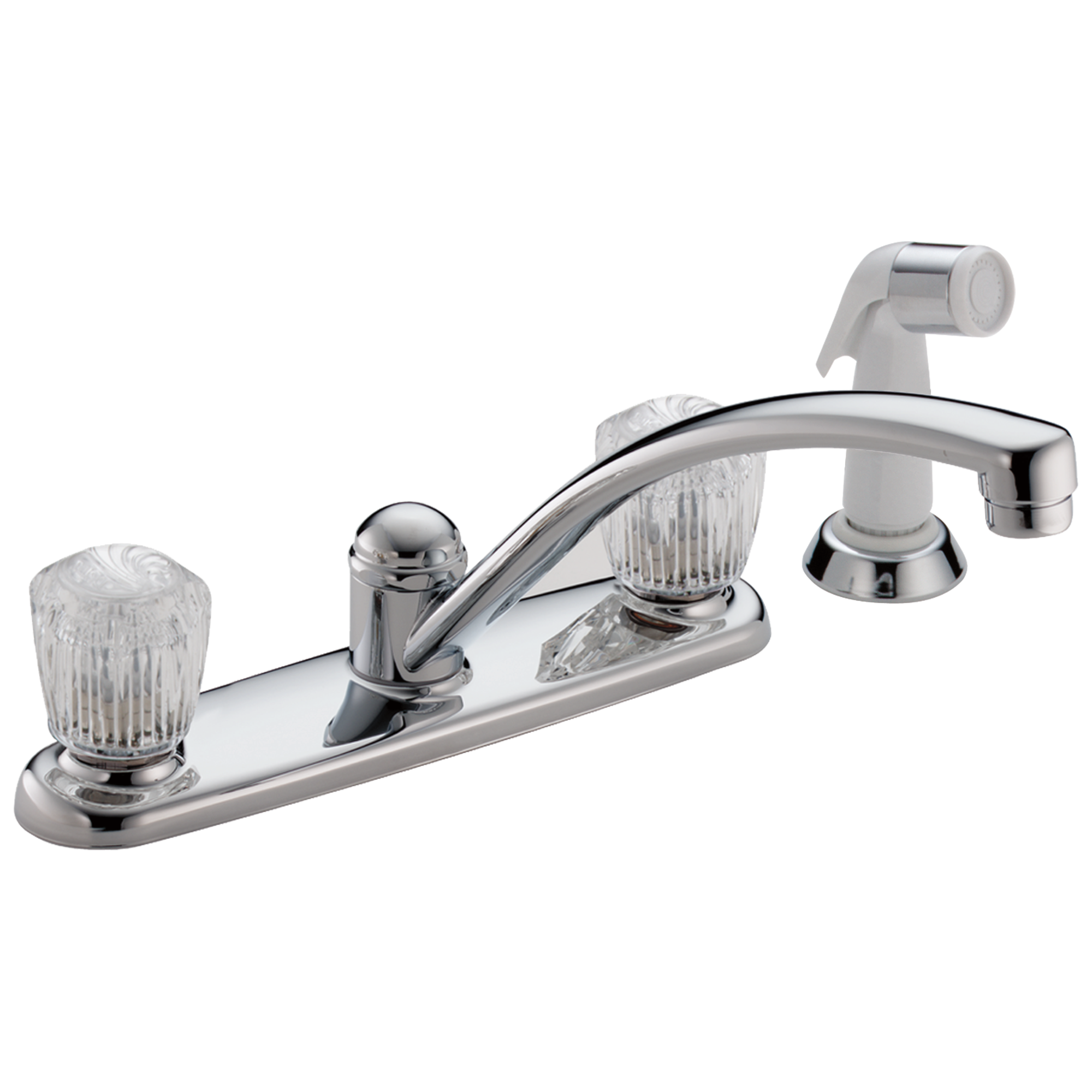 Delta 2402LF Classic Chrome Double Handle Deck-mount Kitchen Faucet ( Deck Plate Included ) ( Side Sprayer Included )