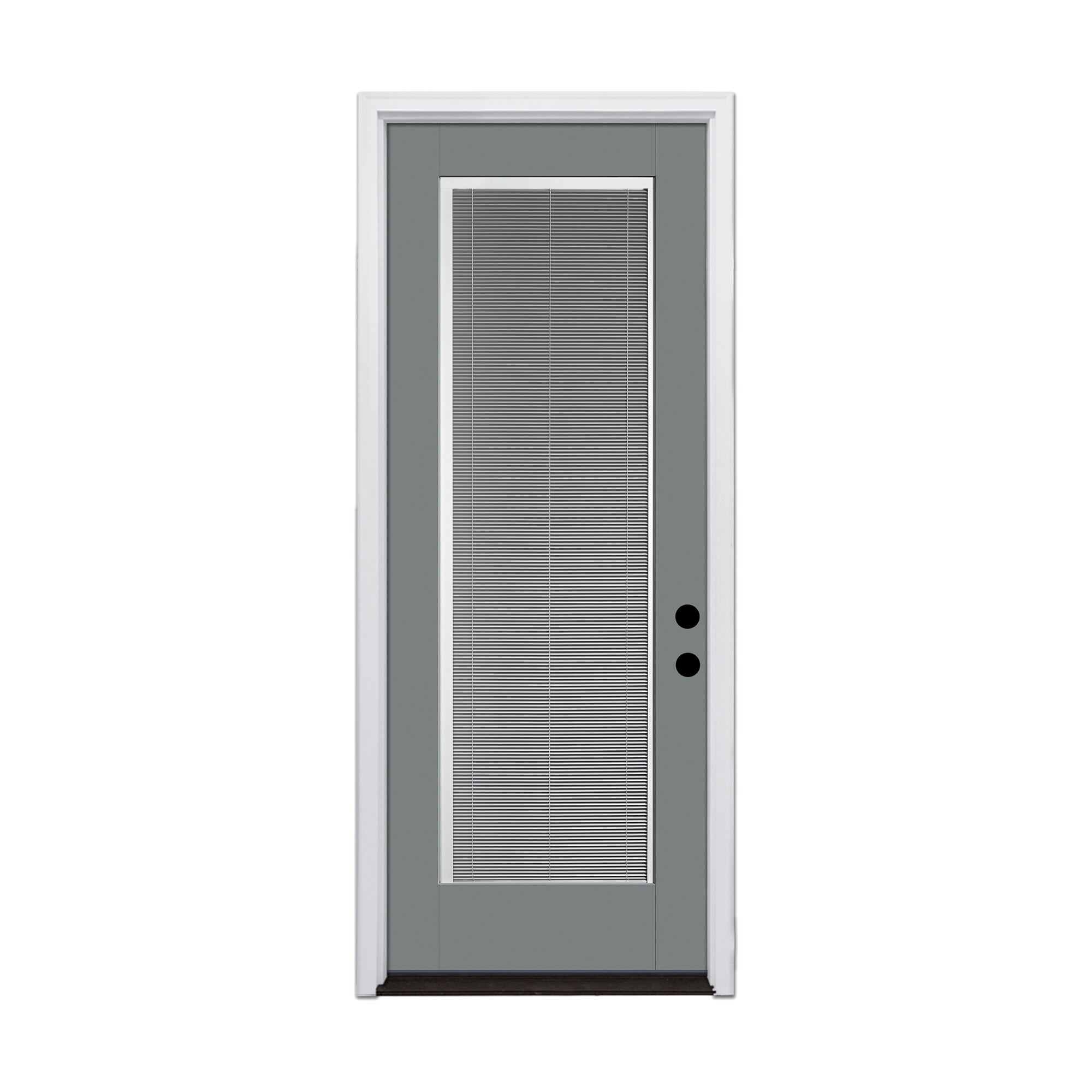 Therma-Tru 36-in x 96-in Fiberglass Full Lite Painted Prehung Front Door with Brickmould and Insulating Core with Blinds
