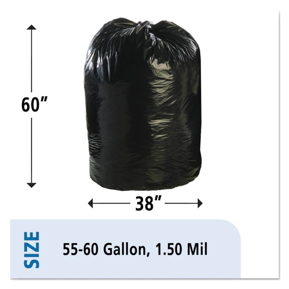 55-Gallon Trash Bags, 1.5mil, Black 100-Count