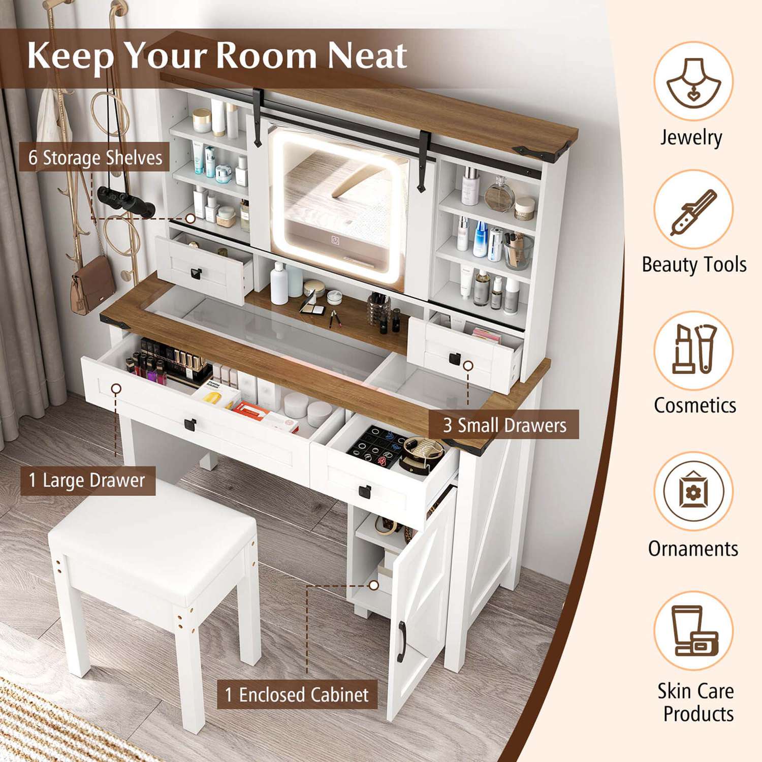 Costway HCST05571 Bedroom-Vanities - View #7