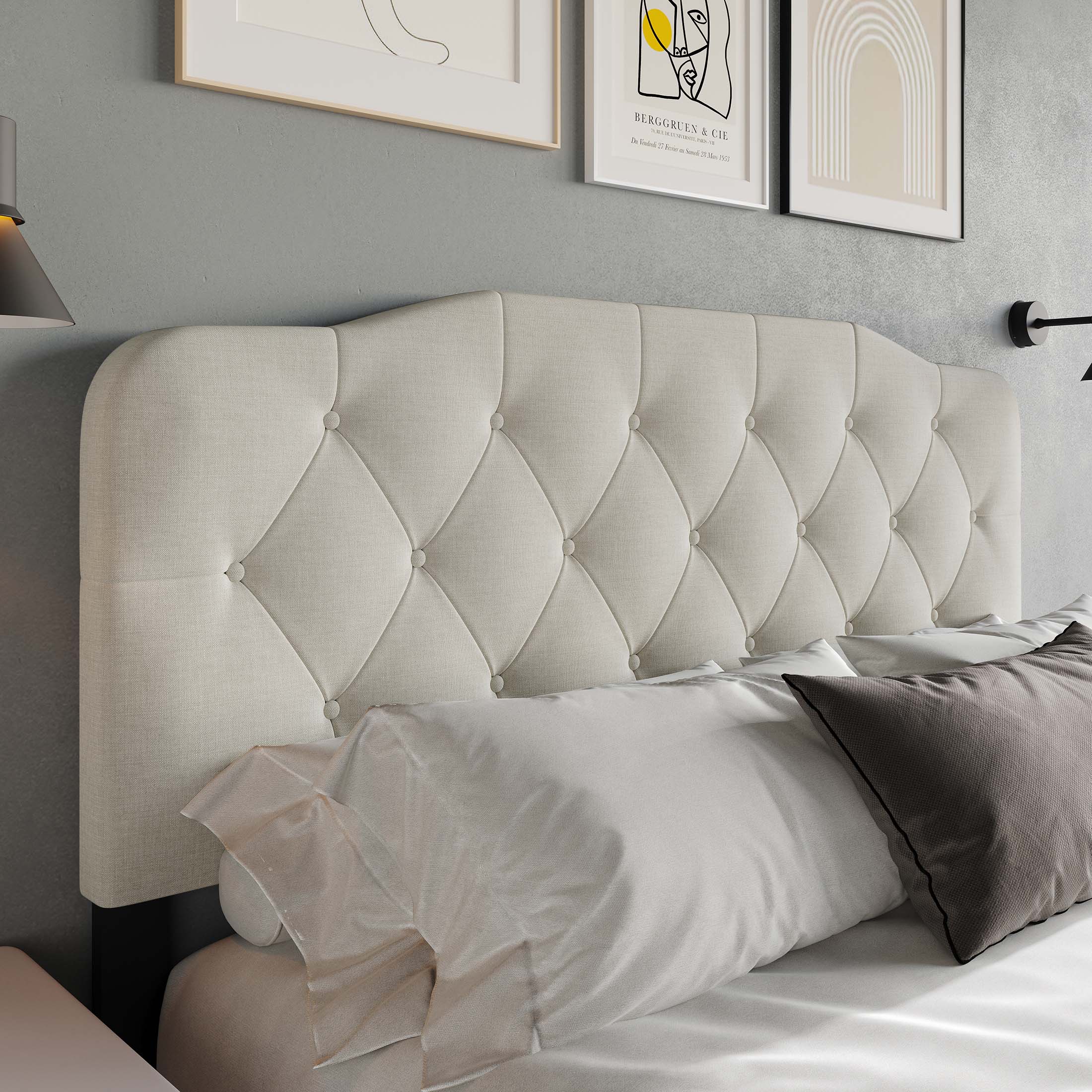 CasePiece C8238TUHB-WGY-LN Warm Grey Twin Linen Upholstered Headboard