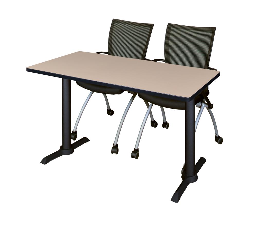 Regency MTRCT4824BE09BK Training Off-white 4-Person Training Table (48-in W x 29-in H)