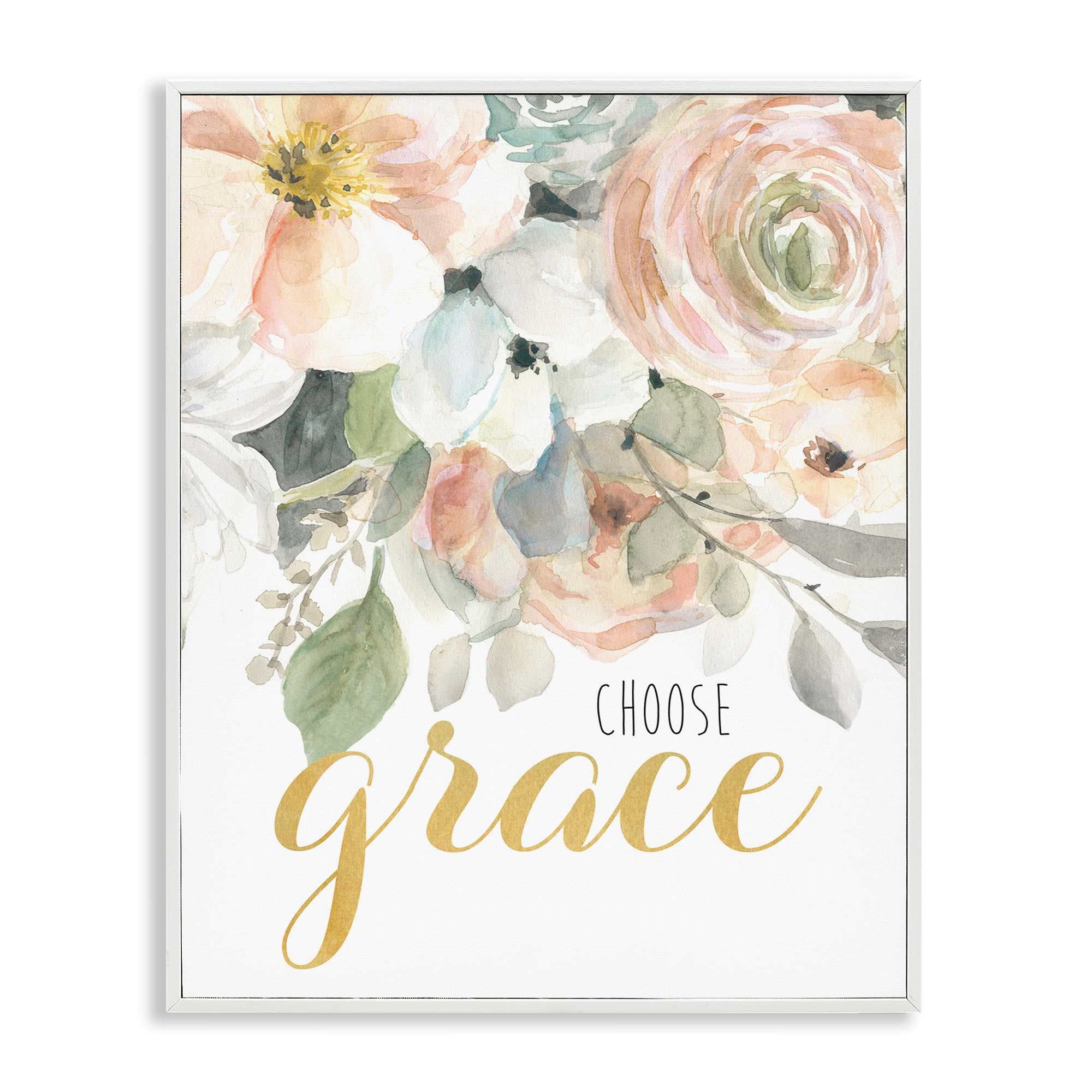Stupell Industries BS-215-WFR-11X14 Choose Grace on Florals White Framed Giclee Art By Carol Robinson 11 x 14