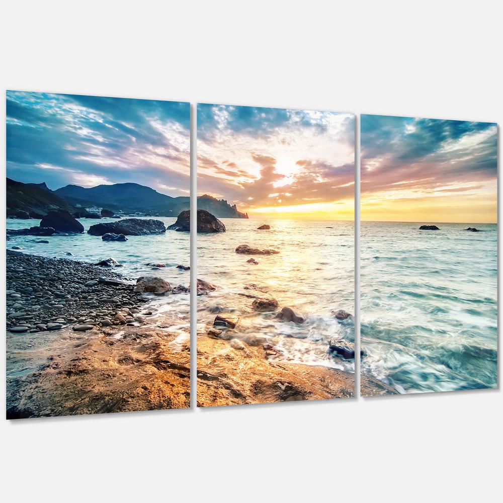 Designart Summer Sea with Mountains and Waves- Multipanel Seashore ...