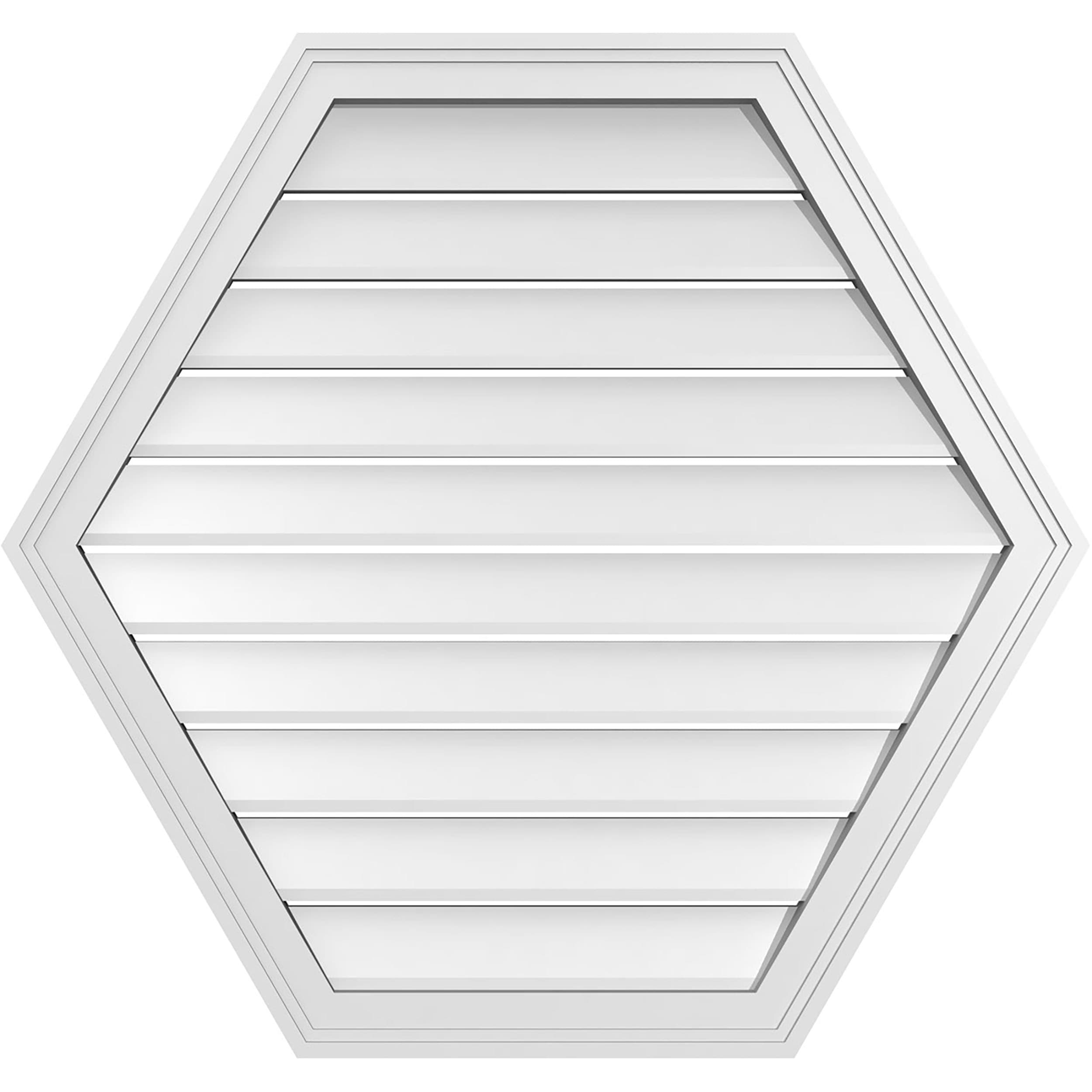 Ekena Millwork GVPHP34X3202SF 34-Inches x 32-Inches Off-white Peaked PVC Gable Louver Vent