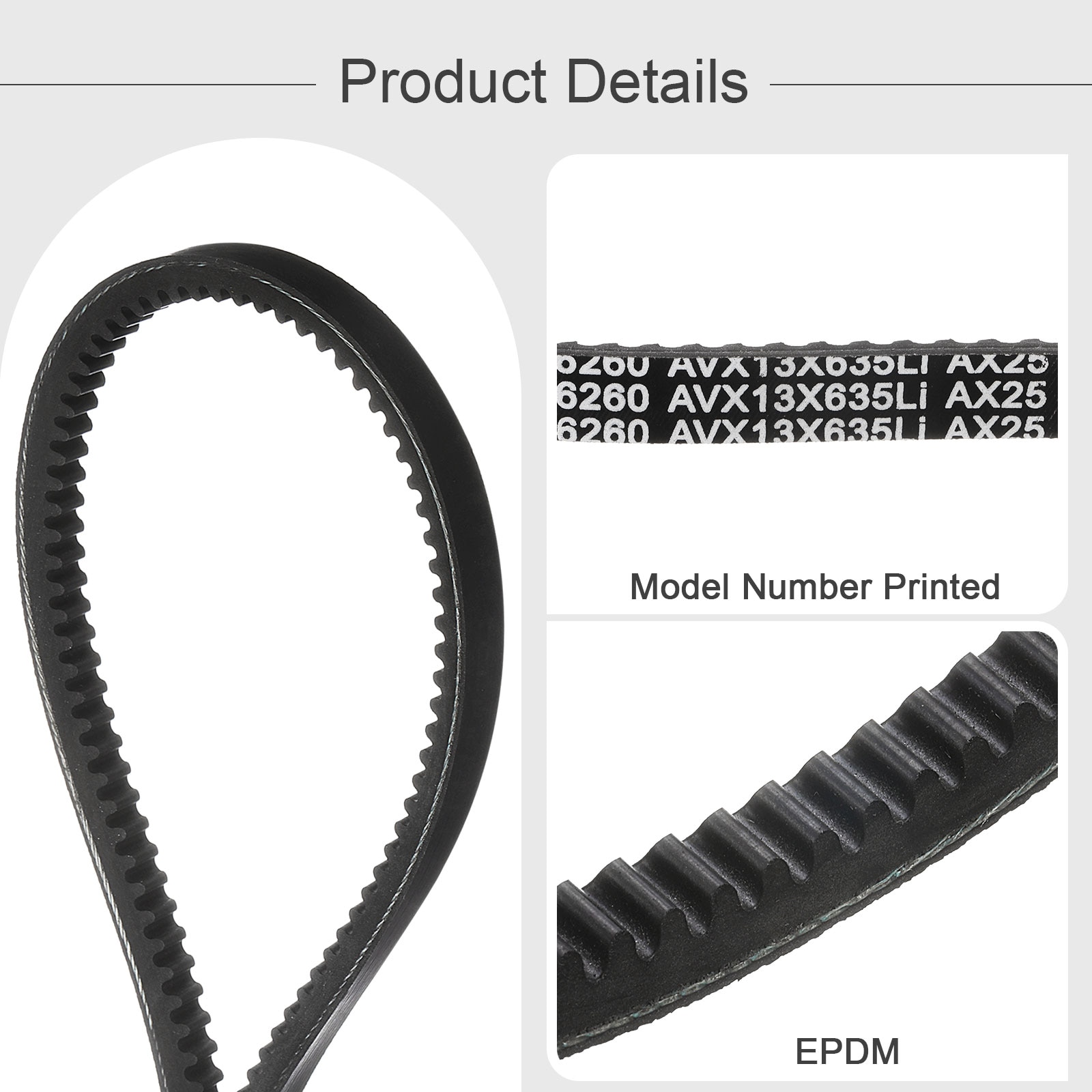 Unique Bargains 3pcs AX25 EPDM V-Belt Raw Edge Cogged Industrial Rubber ...
